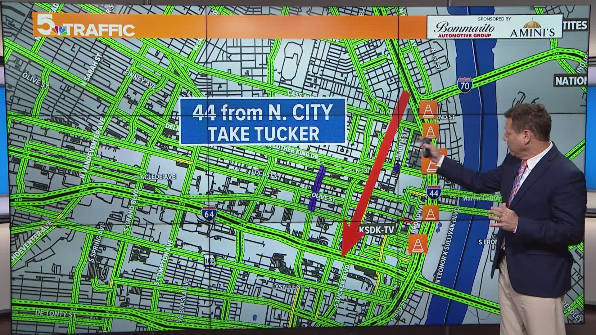 Crews will I-44 west between the Stan Musial Veterans Memorial Bridge and Washington Avenue. The closure will last from 8 p.m. Friday to 5 a.m. Monday.