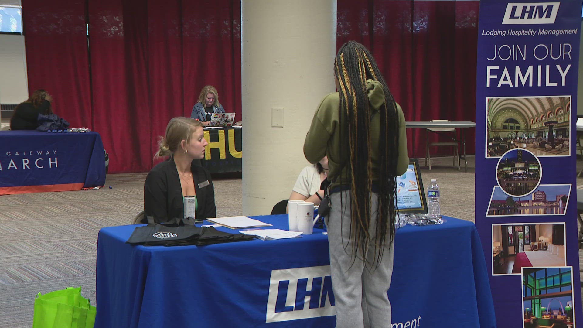 People who used to work at the Armory got some help finding new jobs. Employers including Top Golf and Hollywood Casino were at the hiring fair.