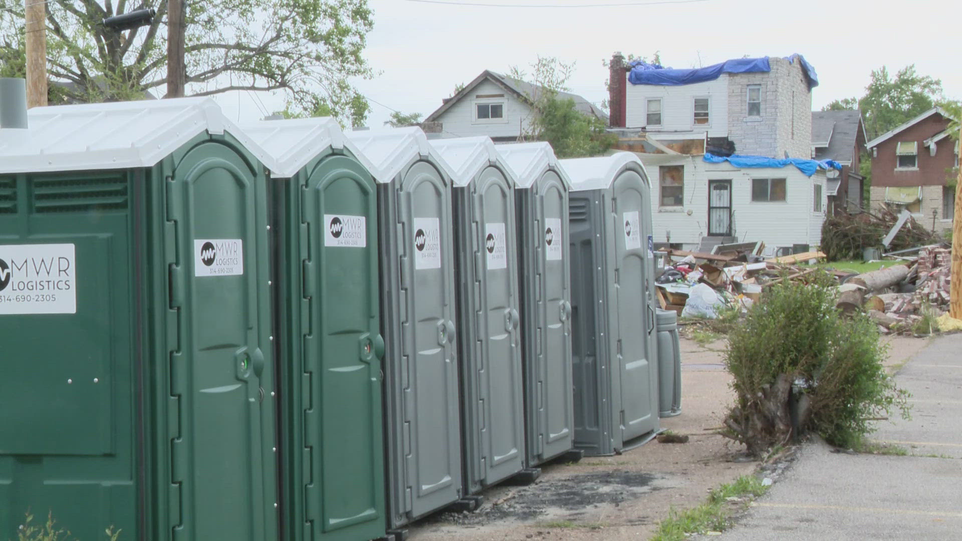 MWR Logistics has deployed 30 porta-potties to tornado-hit neighborhoods in north St. Louis.