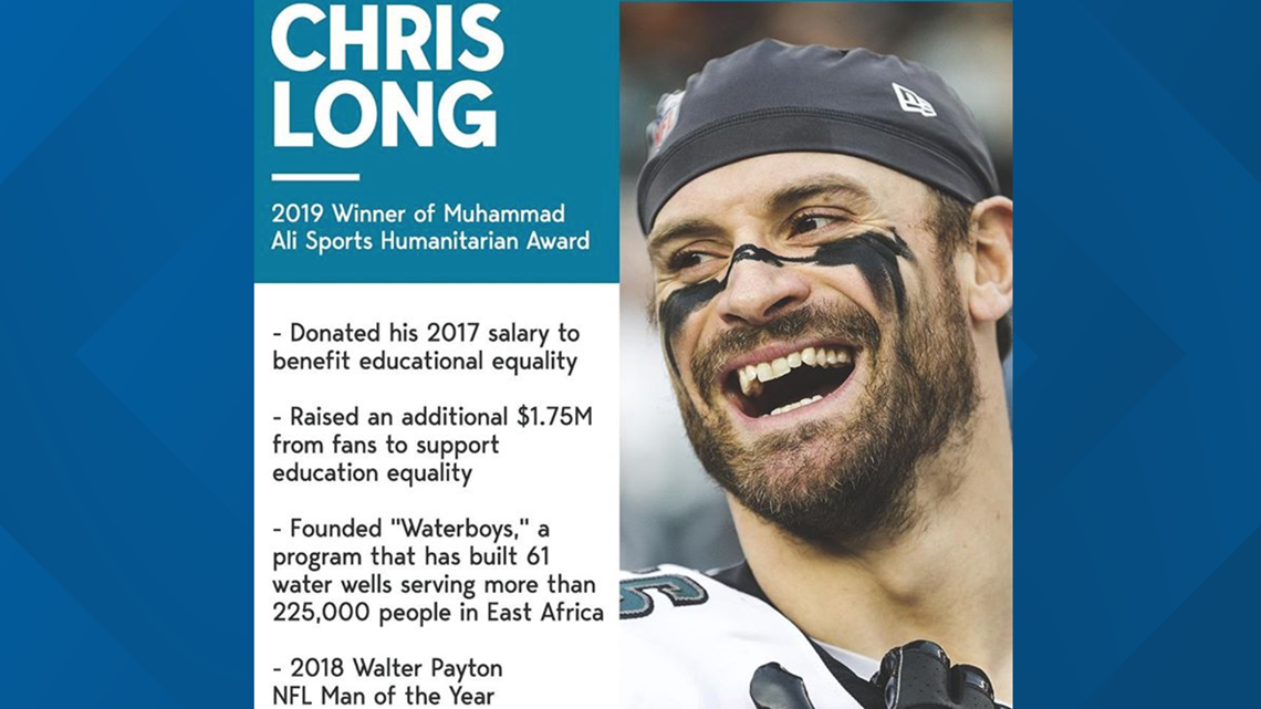 Super Bowl winner Chris Long donated his entire 2017 salary to charity