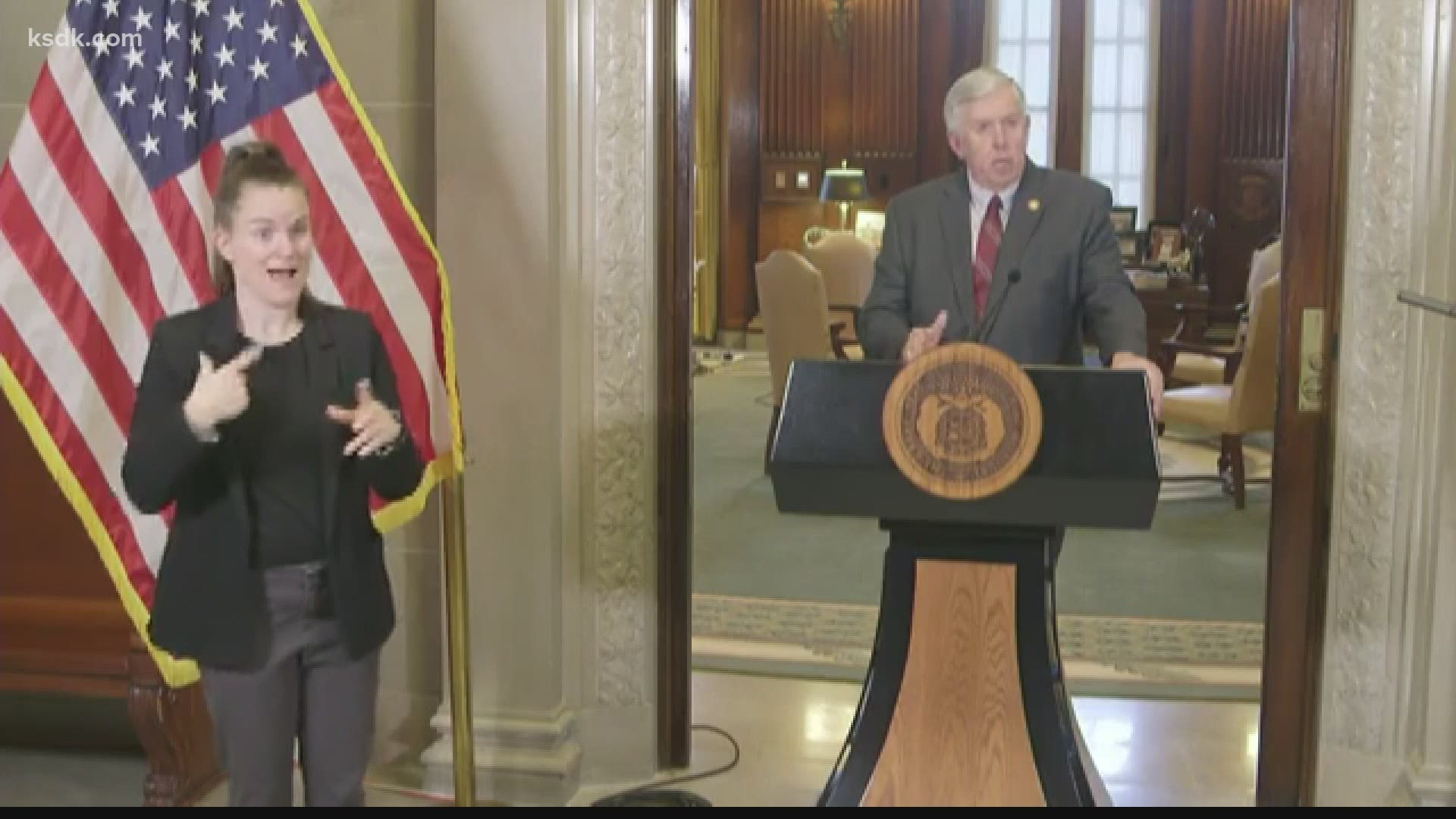 Mike Parson said he does not blame Donald Trump for the actions at the Capitol Wednesday.