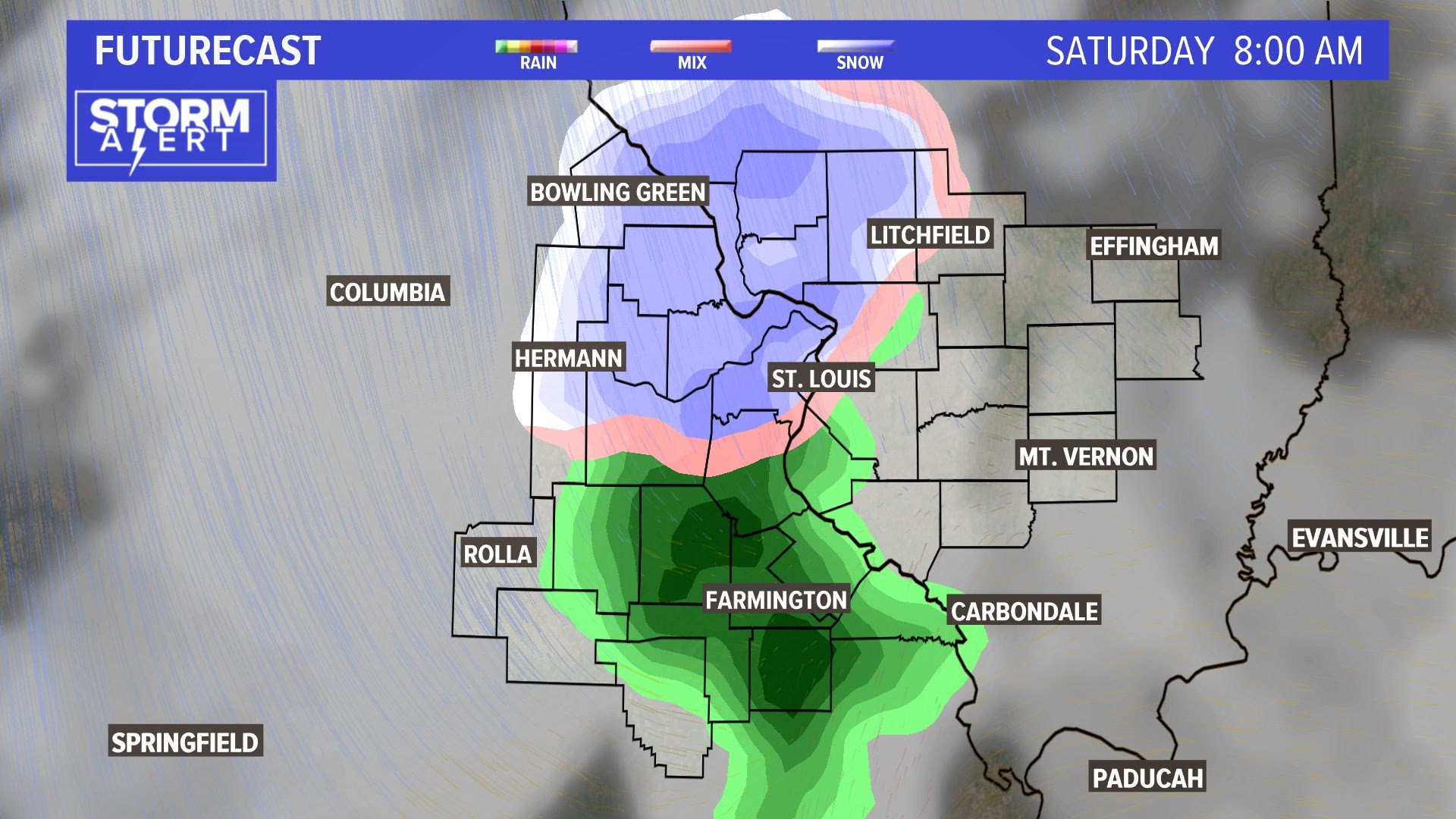 Snow, sleet, freezing rain and rain track through the bi-state Sunday and Monday