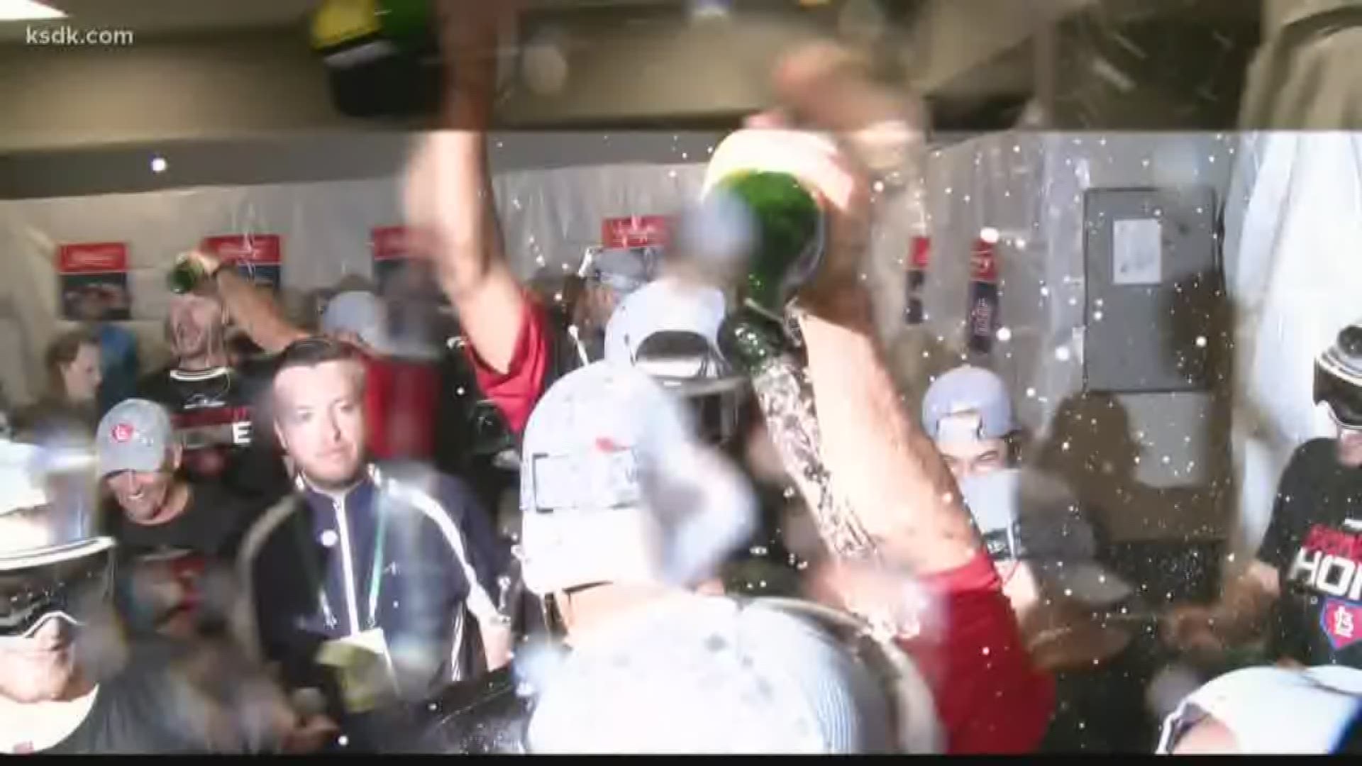 Cardinals have big celebration after a record-breaking win against the Atlanta Braves.