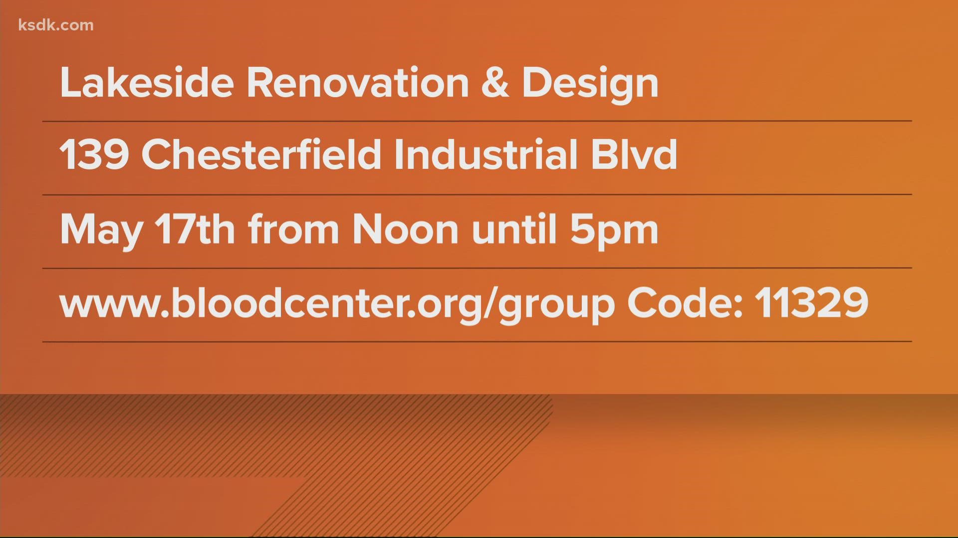 It will be held May 17 from noon to 5 p.m. at Lakeside Renovation and Design's office in Chesterfield. Appointments are required.