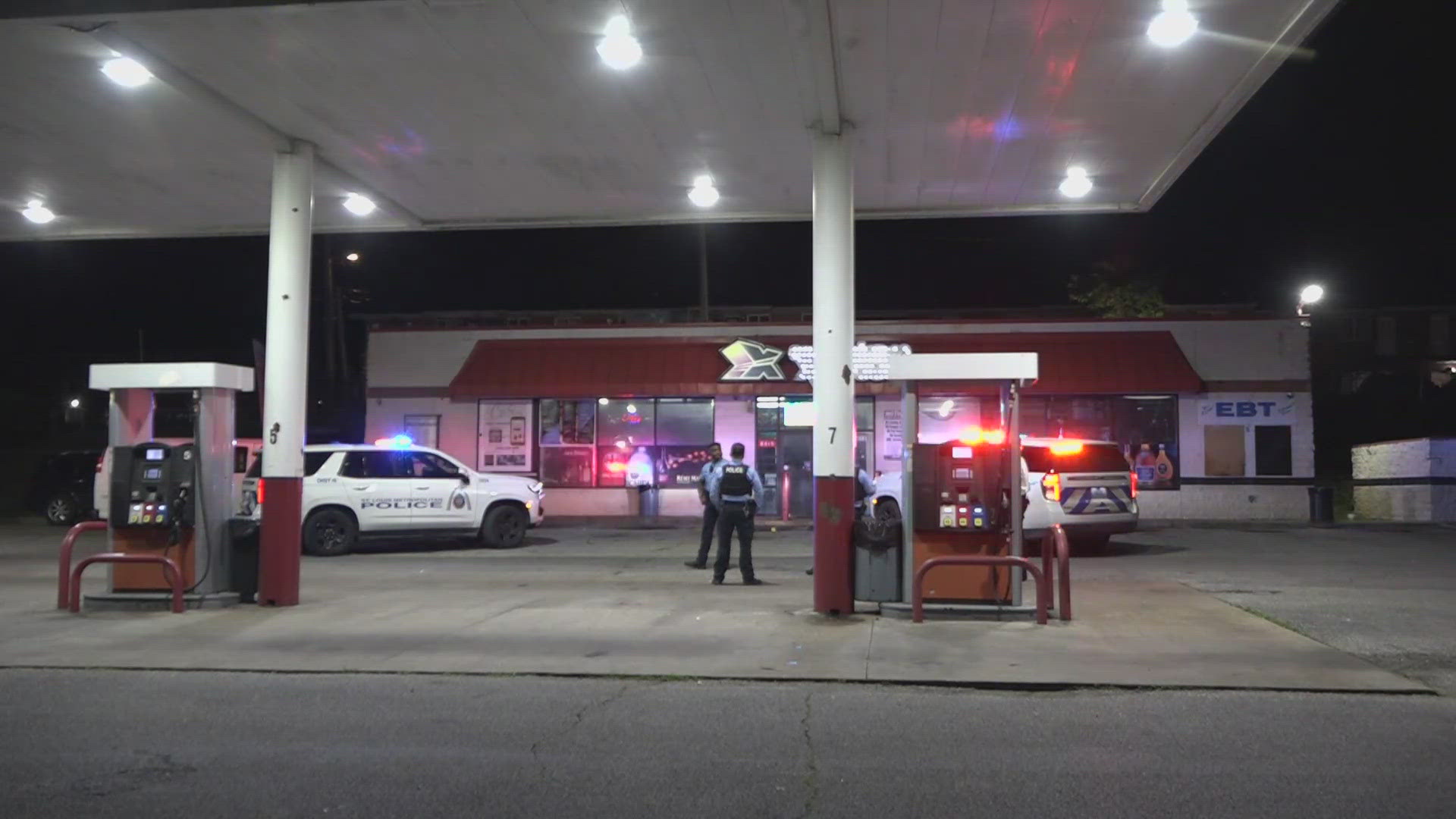 A shooting late Wednesday night at a gas station in north St. Louis left a man dead and a child critically injured.