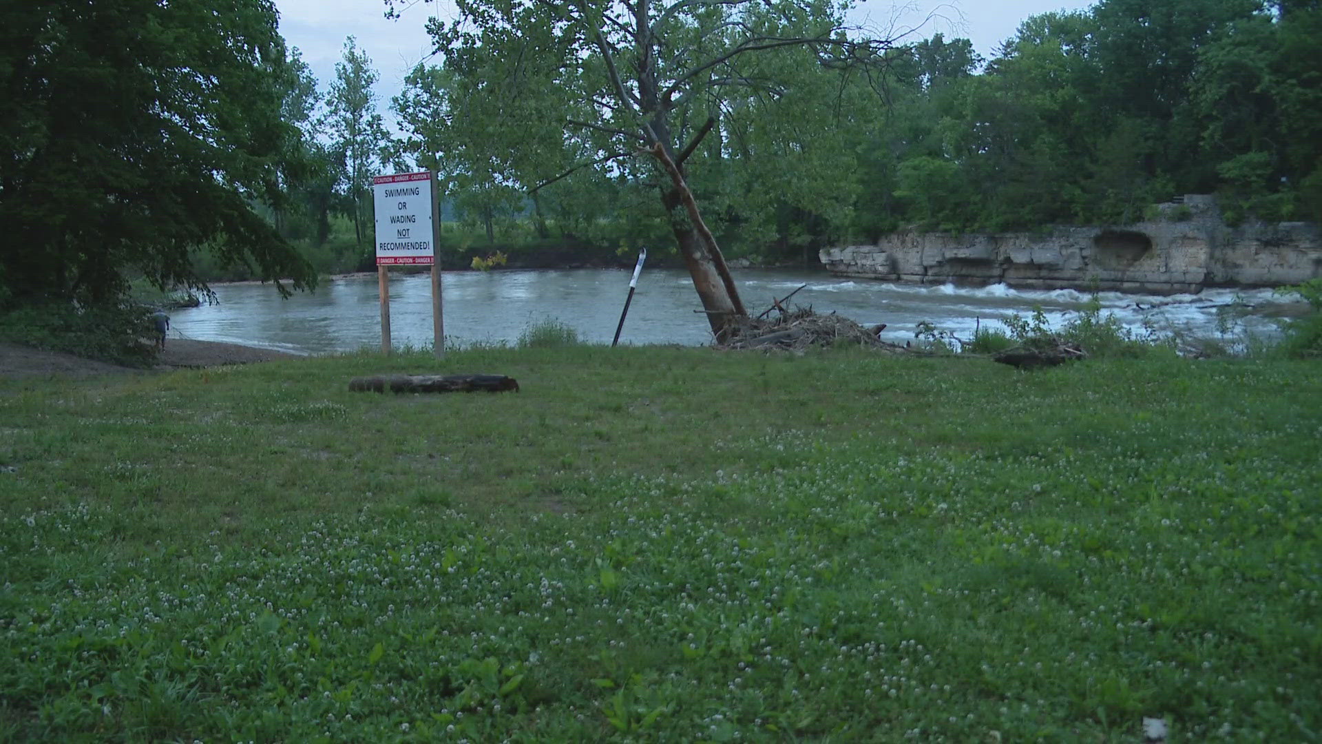 A bystander pulled a man from the rough waters of the Big River before first responders arrived. He was barely conscious when taken to the hospital.