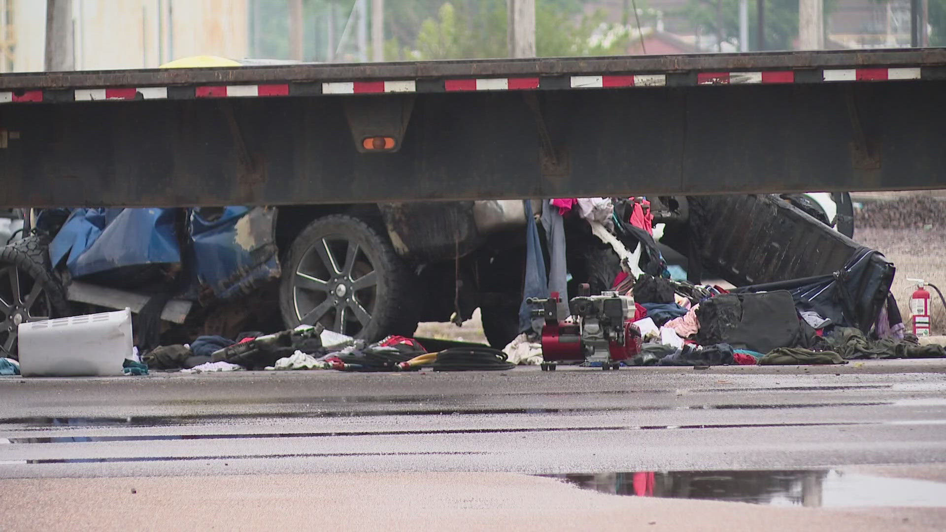 Sauget Police Chief James Jones said a blue pickup truck was traveling at a high rate of speed near the intersection of Mississippi Avenue and and Monsanto Avenue.