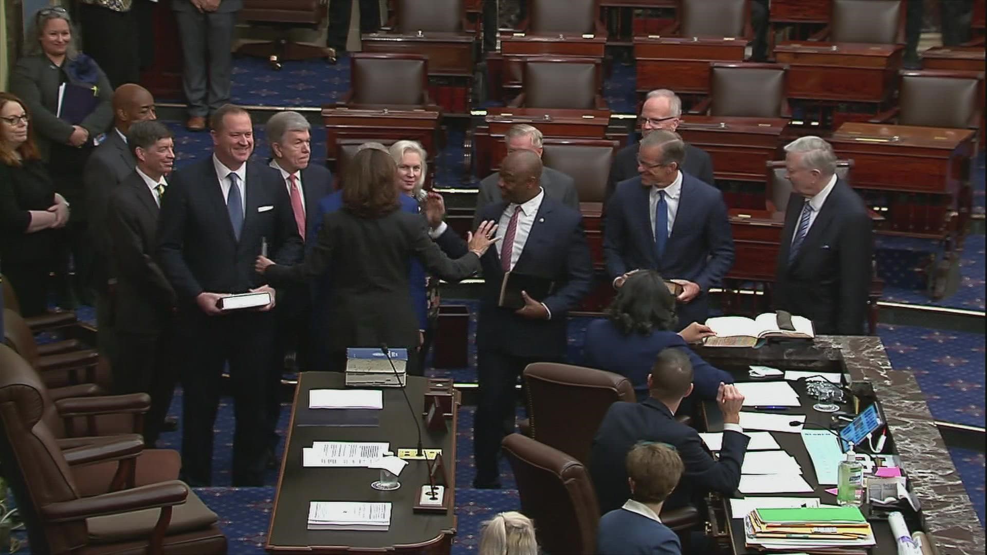 Missouri's newest U.S. Senator was sworn into office today. Republican Eric Schmitt took the oath of office from Vice President Kamala Harris.