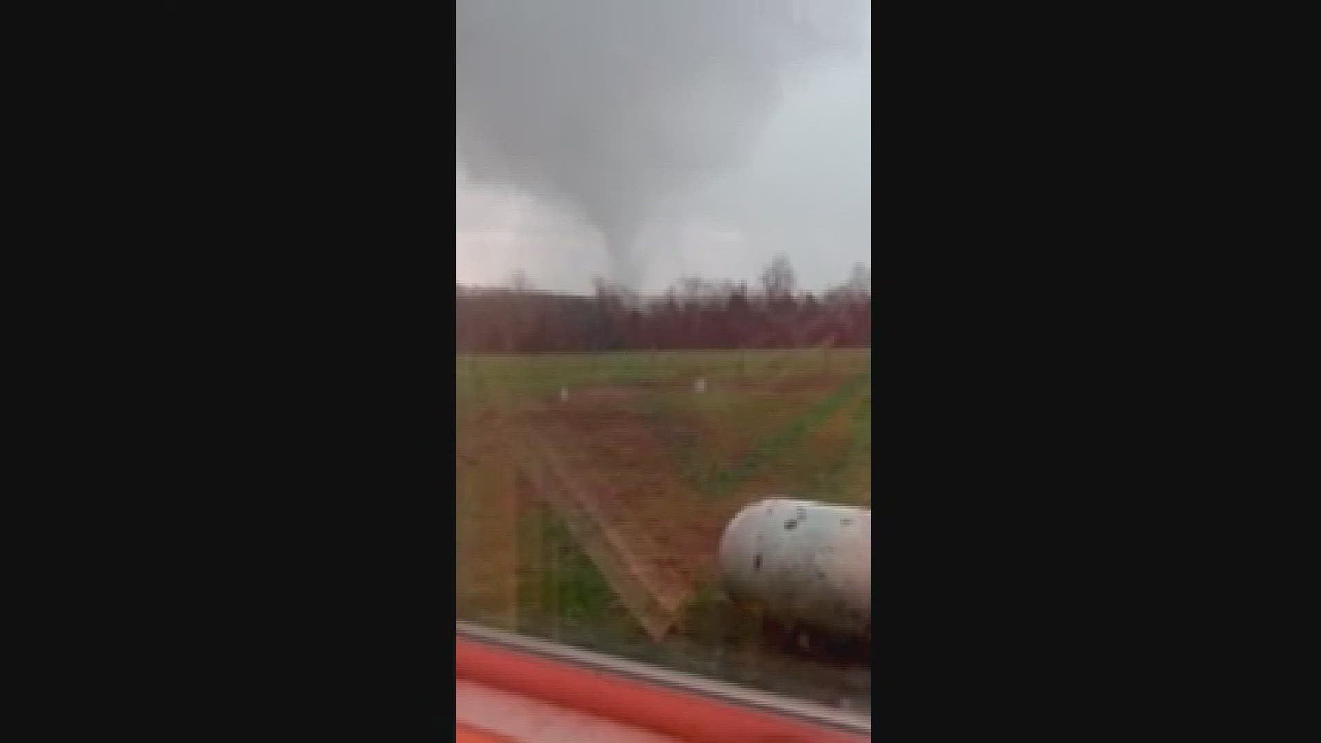 Video of a tornado on the ground in Potosi, where a confirmed tornado was reported. The video is from viewer Patty Wright. 