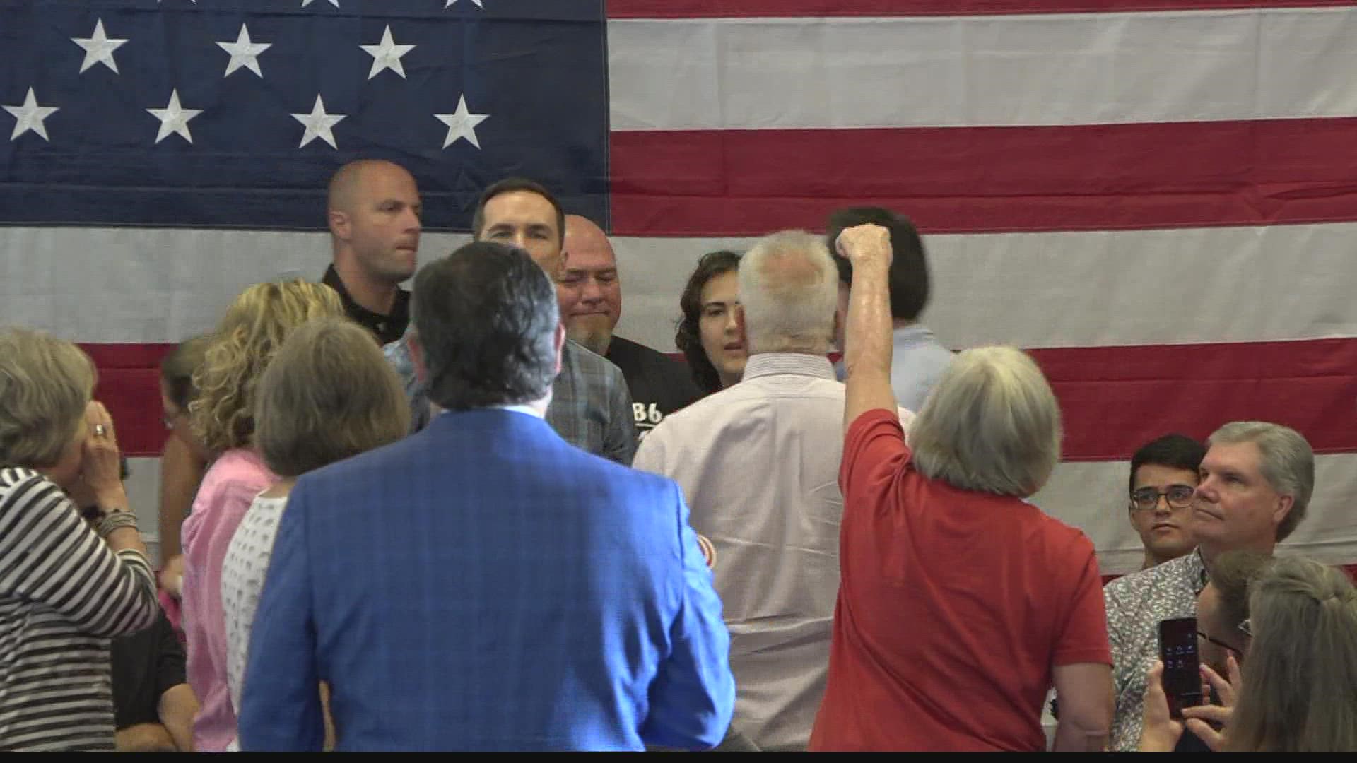 Eric Schmitt was joined by Ted Cruz in Cottleville, Missouri as he runs for a seat in the Senate. Protestors gathered outside of the venue as well.