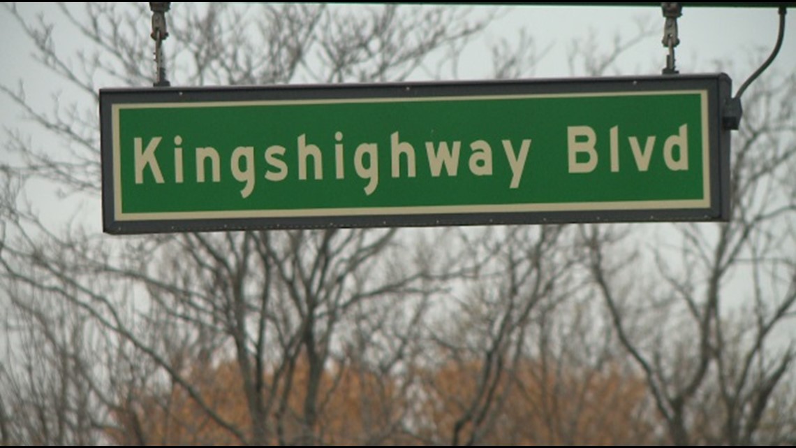 Vehicle targeted by man with a rifle hits a car on KIngshighway
