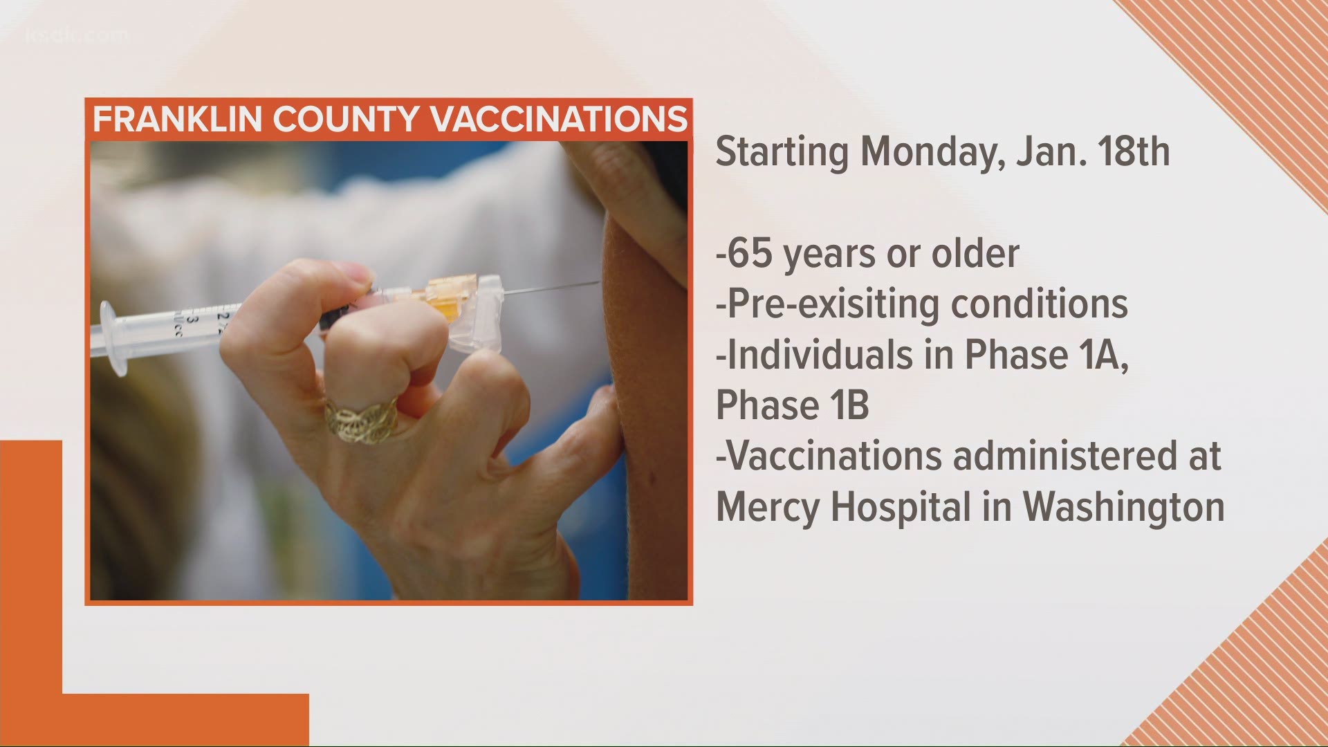 People who live in Franklin County will be able to get their Covid-19 vaccinations starting on Monday