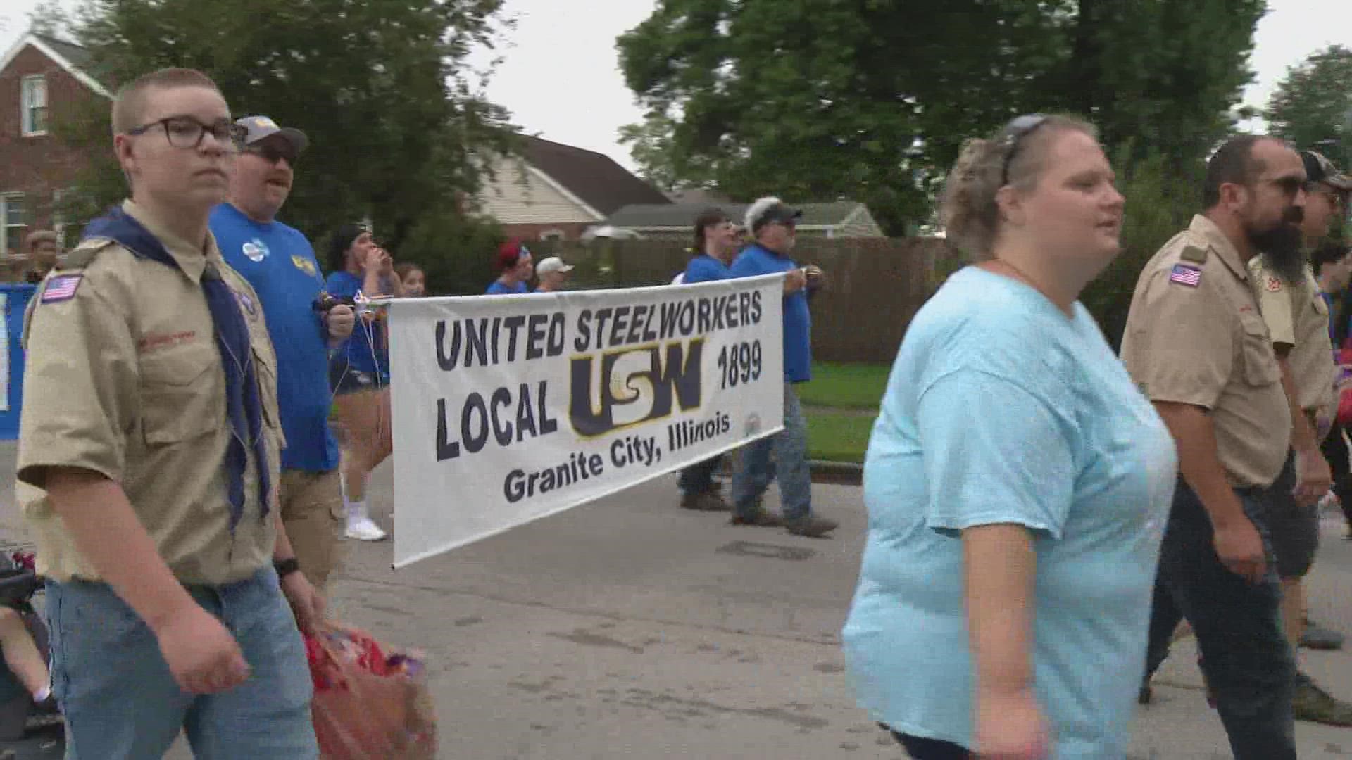 Residents of Granite City marched in a Labor Day Parade to support local workers. The steelworkers in the area also voiced their frustrations during the parade.