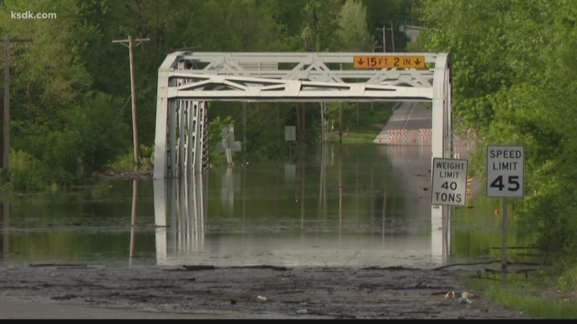 Water from the Joachim Creek has covered parts of Jefferson County, like Herculaneum.