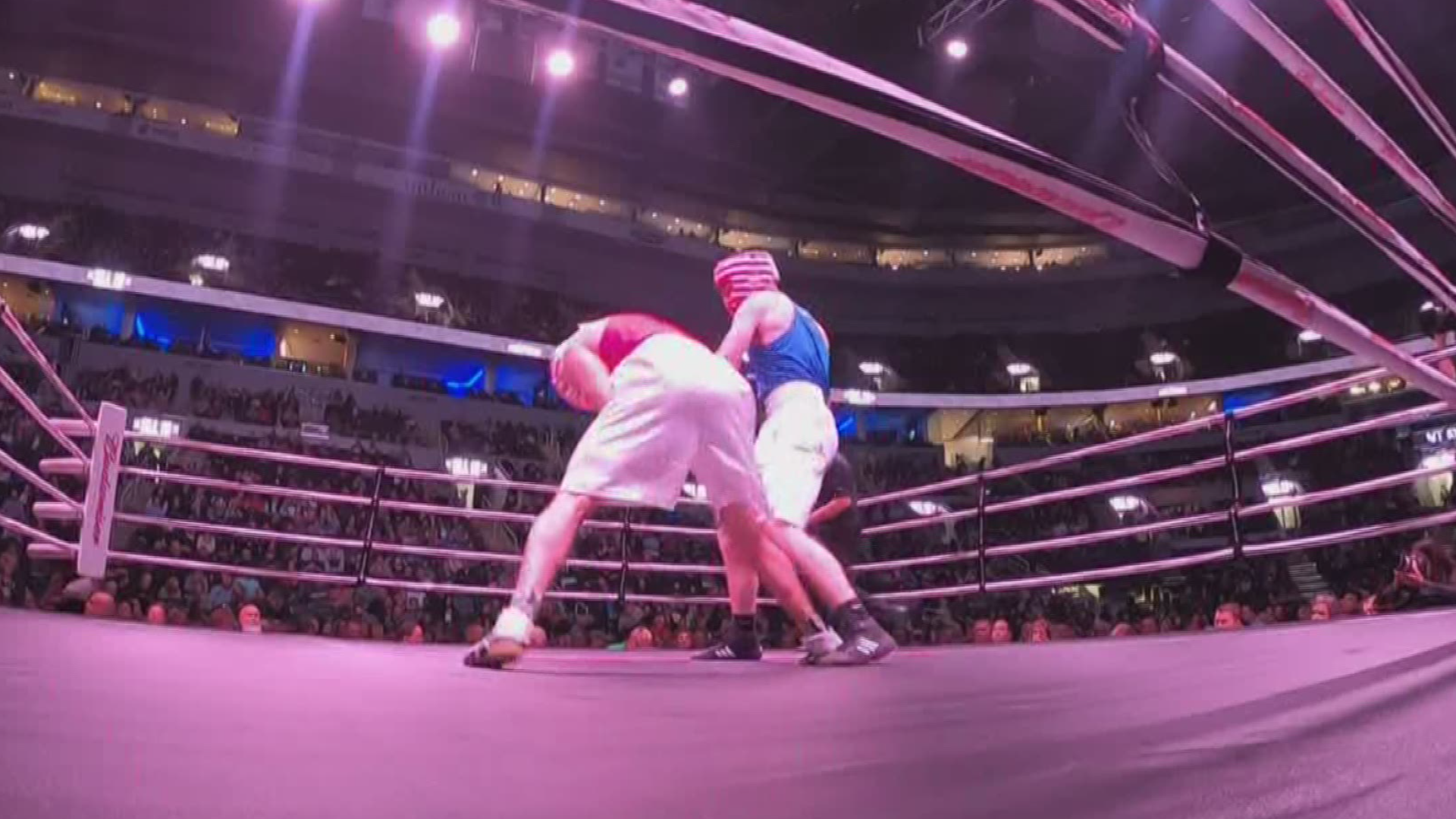Firefighters, police officers and first responders went glove-to-glove inside the ring for Guns N Hoses... all for a good cause.