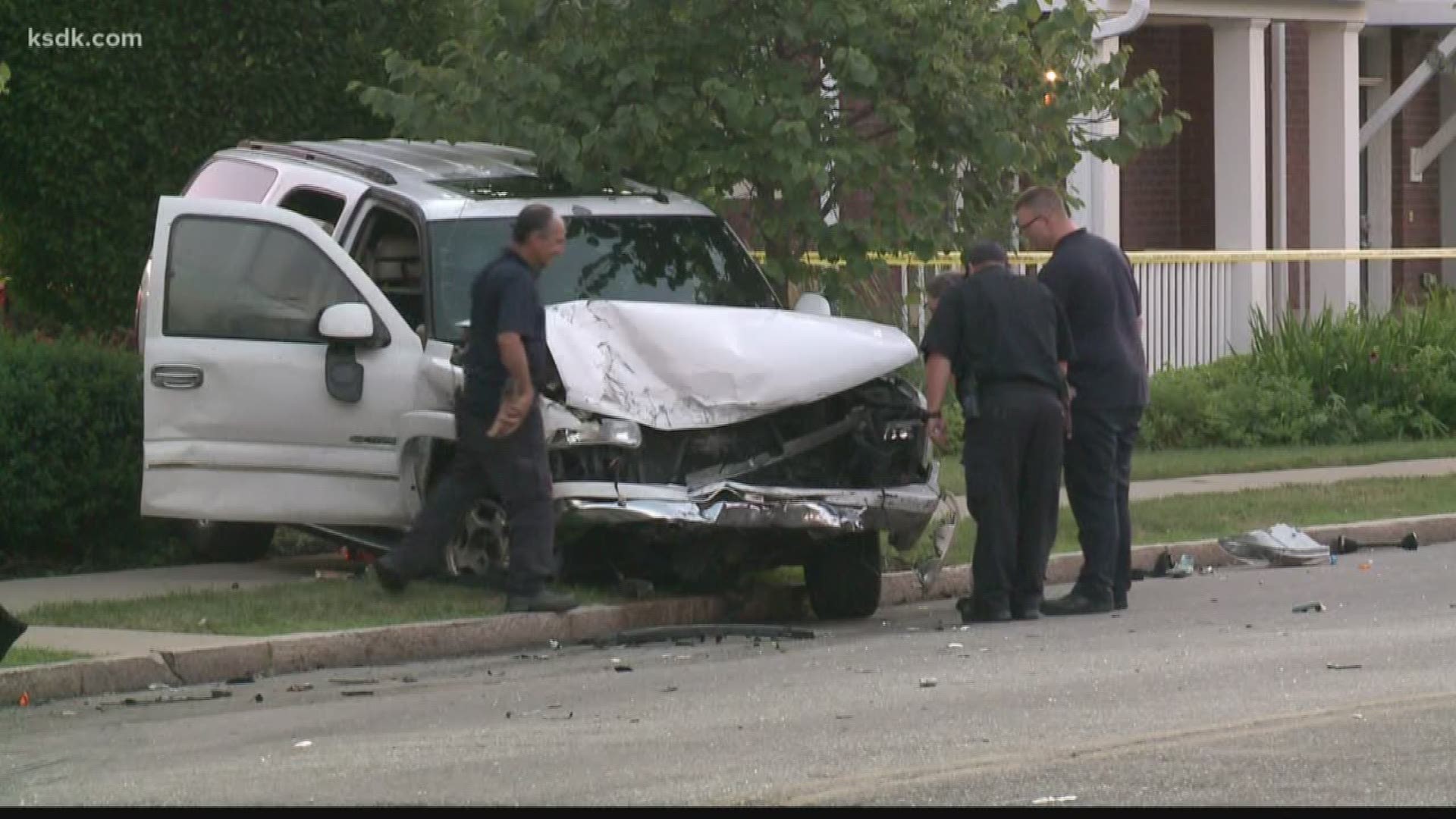 The woman was in a car when the stolen car hit it. The woman was declared dead on the scene.