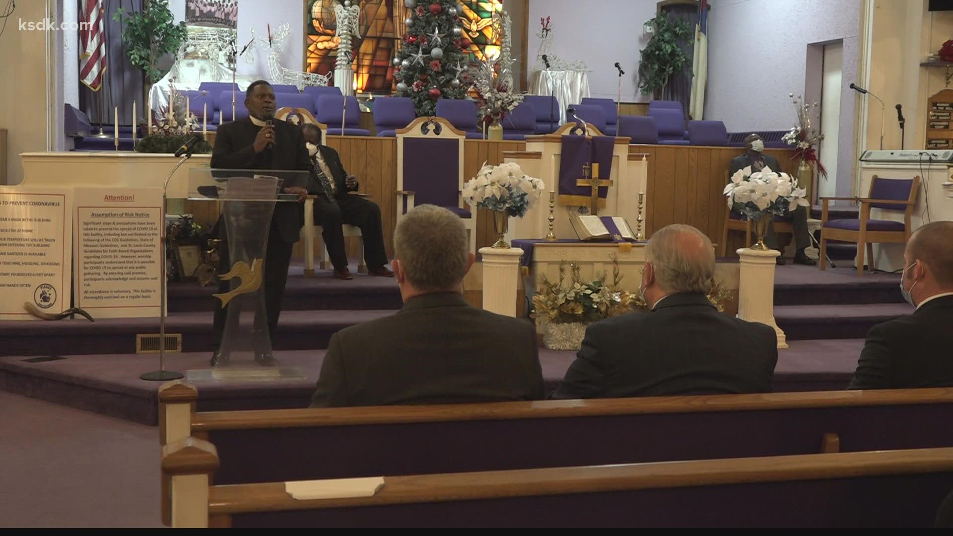 More than two dozen people gathered at Williams Temple Church of God In Christ in St. Louis on New Year's Eve for the annual Families Advocating Safe Streets vigil.