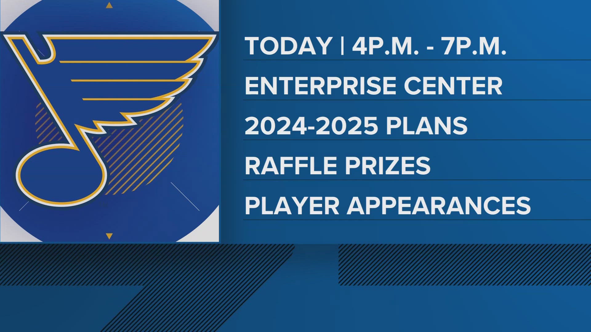 The St. Louis Blues kick off the regular 2024-25 season in October. The team will give fans an early look during an open house from 4-7 p.m. Monday.