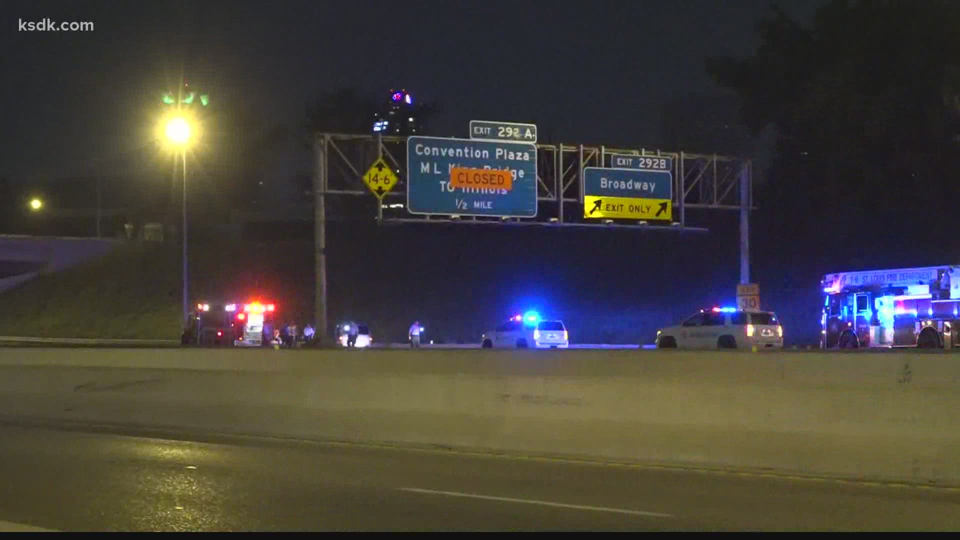The shooting in the eastbound lanes just before the Broadway exit.