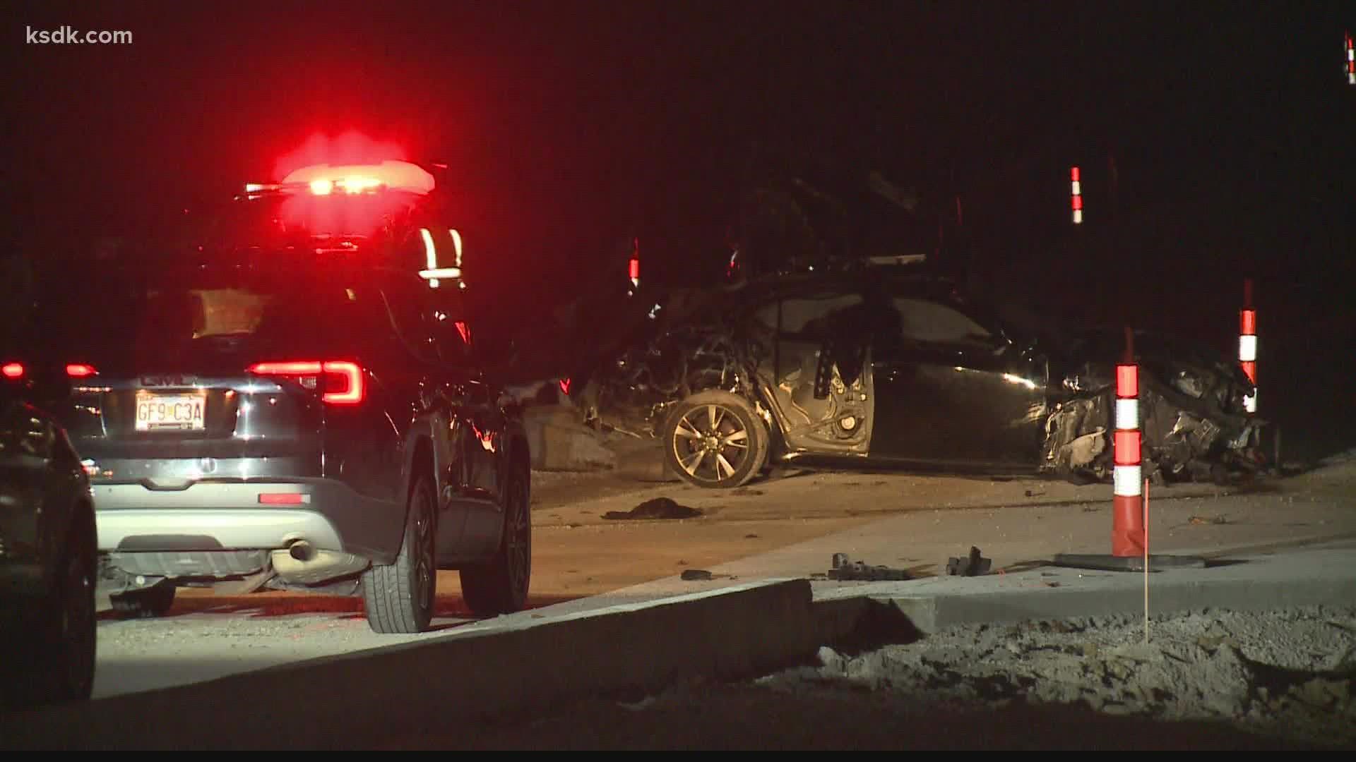 The crash happened Sunday night near the West Florissant Road exit. Four other people were injured.