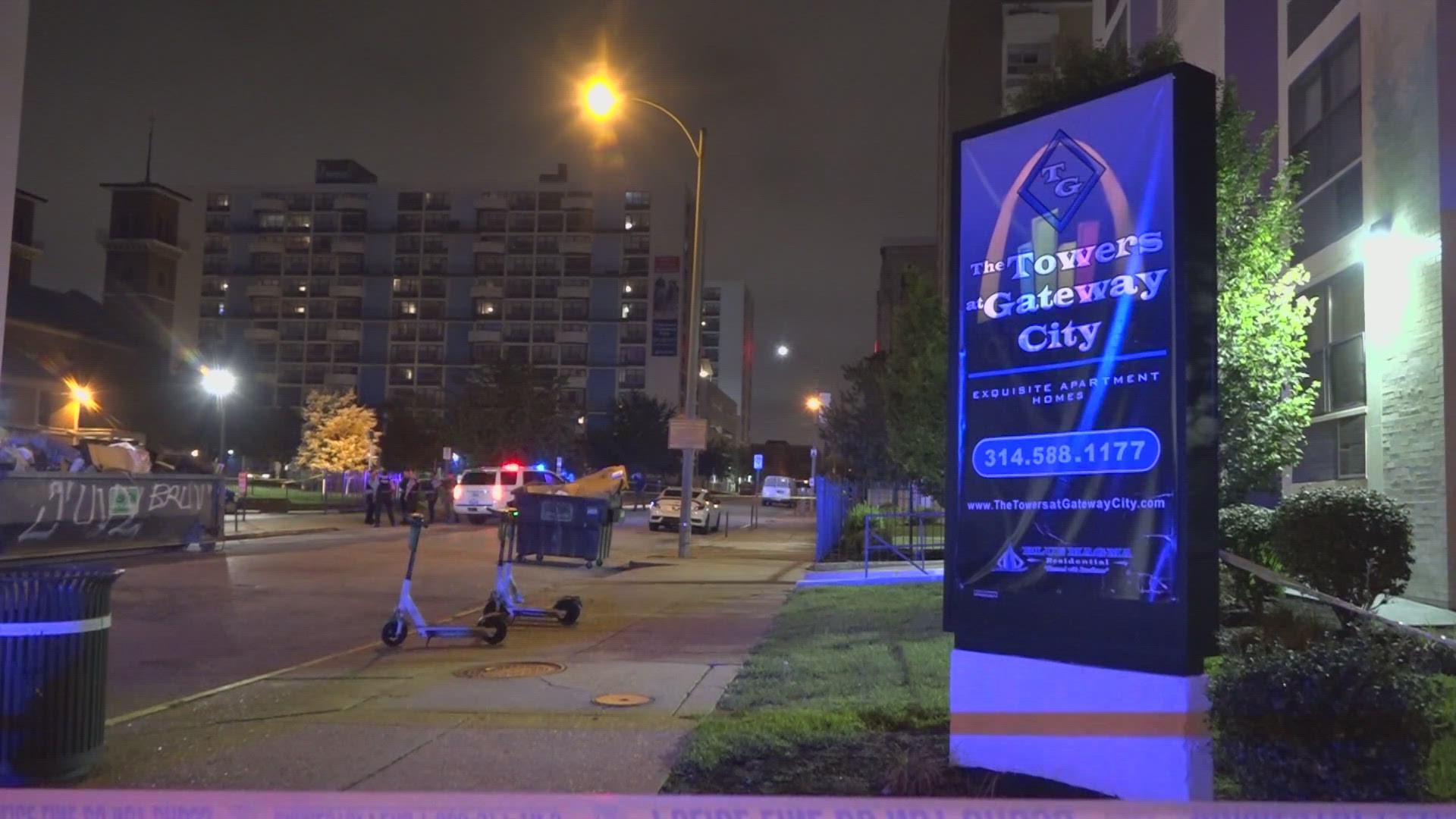 The shooting happened shortly after 10:30 p.m. Sunday near the Towers at Gateway City apartments. Two victims suffered non-life-threatening injuries.