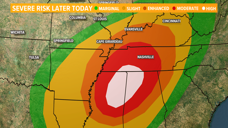 Severe weather possible southeast of St. Louis Thursday | ksdk.com