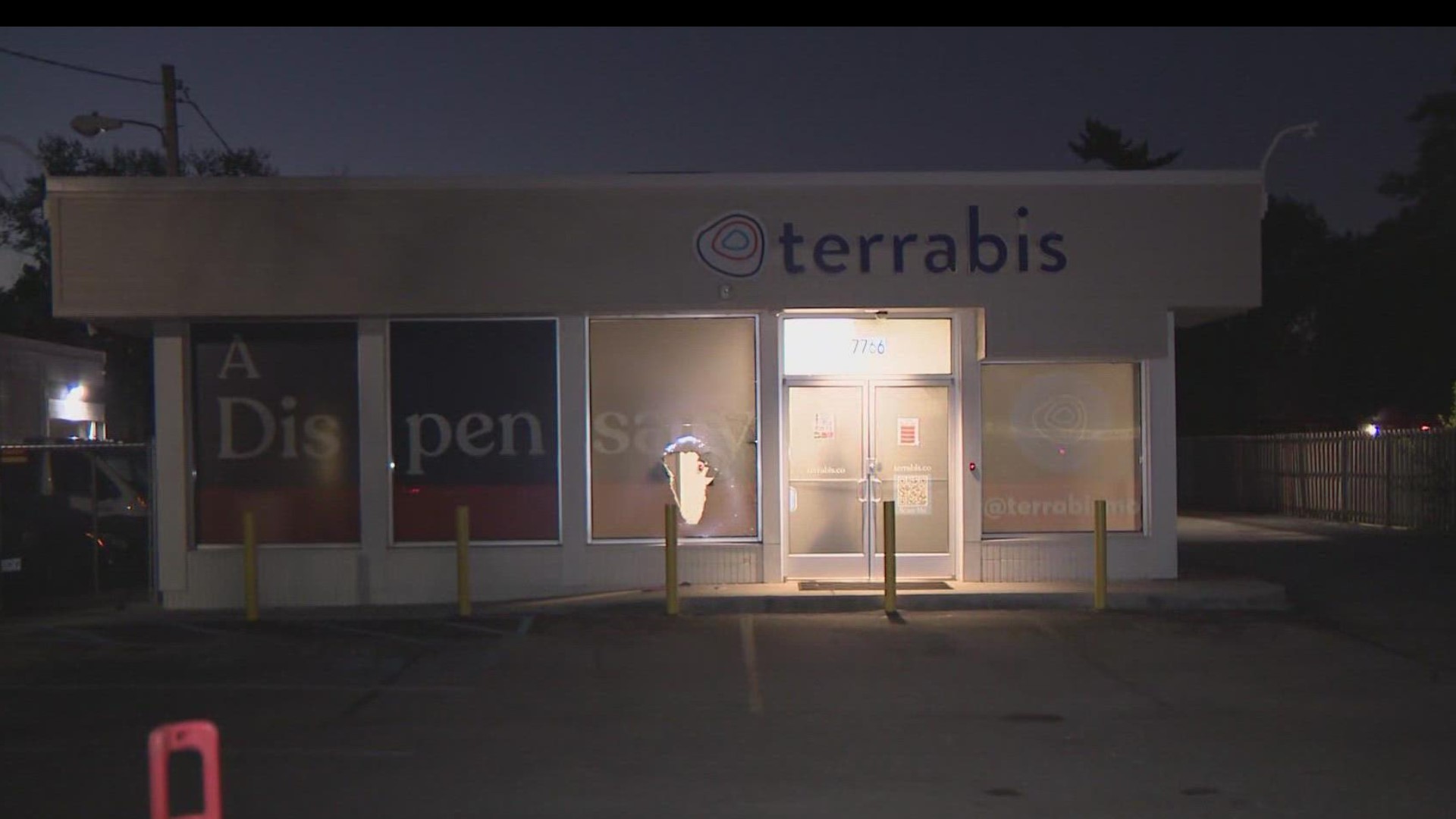 The suspect or suspects gained entry into Terrabis Medical Cannabis Dispensary by breaking a window. It doesn't appear anything was stolen.