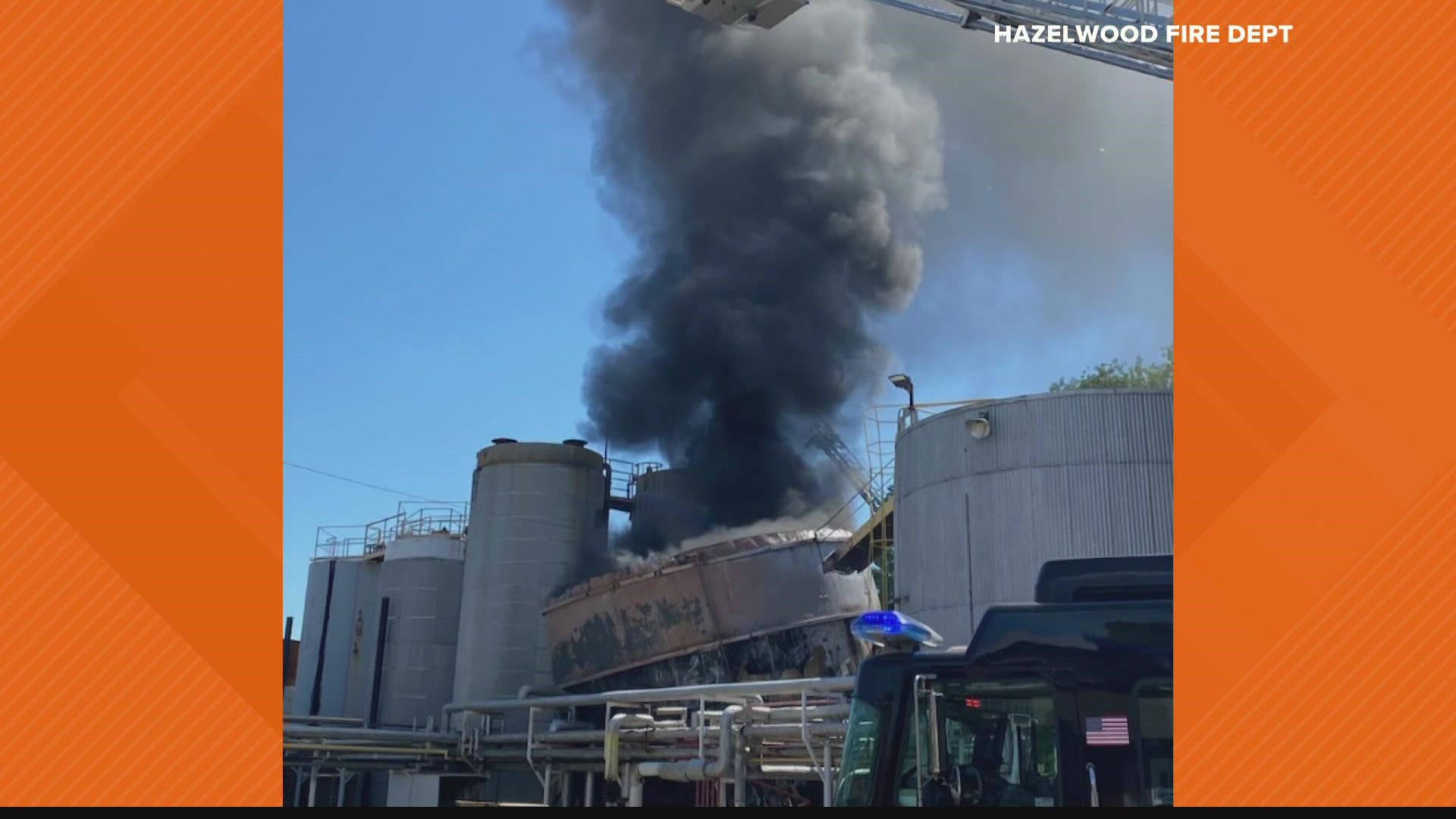 A tank explosion has prompted an emergency response at an asphalt business in Hazelwood.