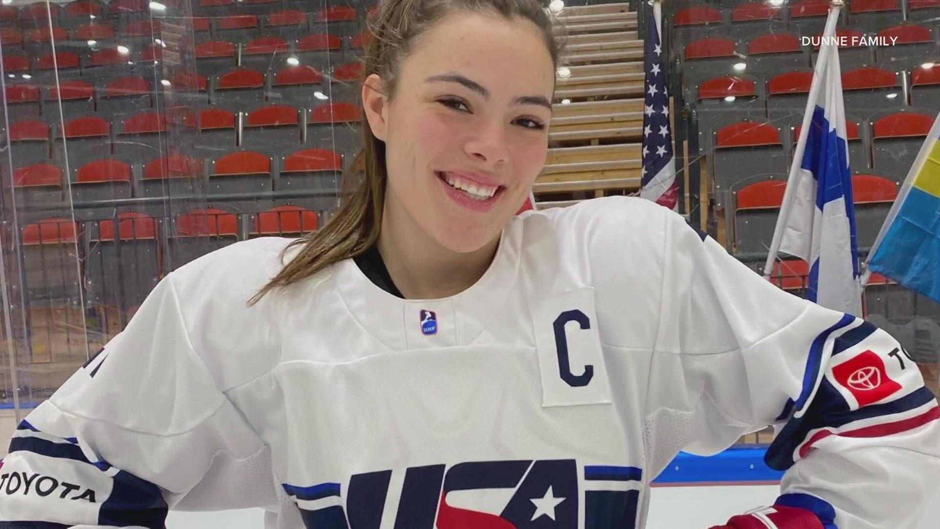 Joy Dunne is the youngest of the hockey dynasty family. She recently captained the USA women's U18 team to a bronze medal at the World Championships.