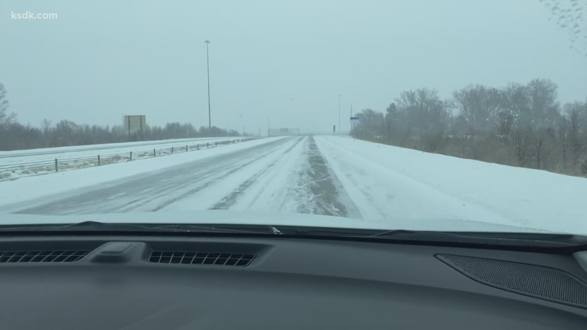 Several roads across the St. Louis area are covered in snow and sleet. Here's a noon update on how things are looking.