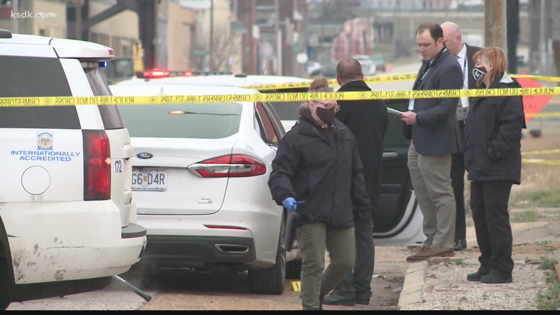 Police found three people shot inside a car in St. Louis' Near North Riverfront neighborhood