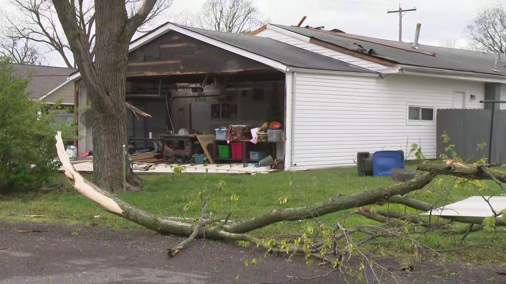 Hecker was one town hit by the severe weather Saturday night. Clean up efforts are underway to remove broken trees and structurally damaged homes.