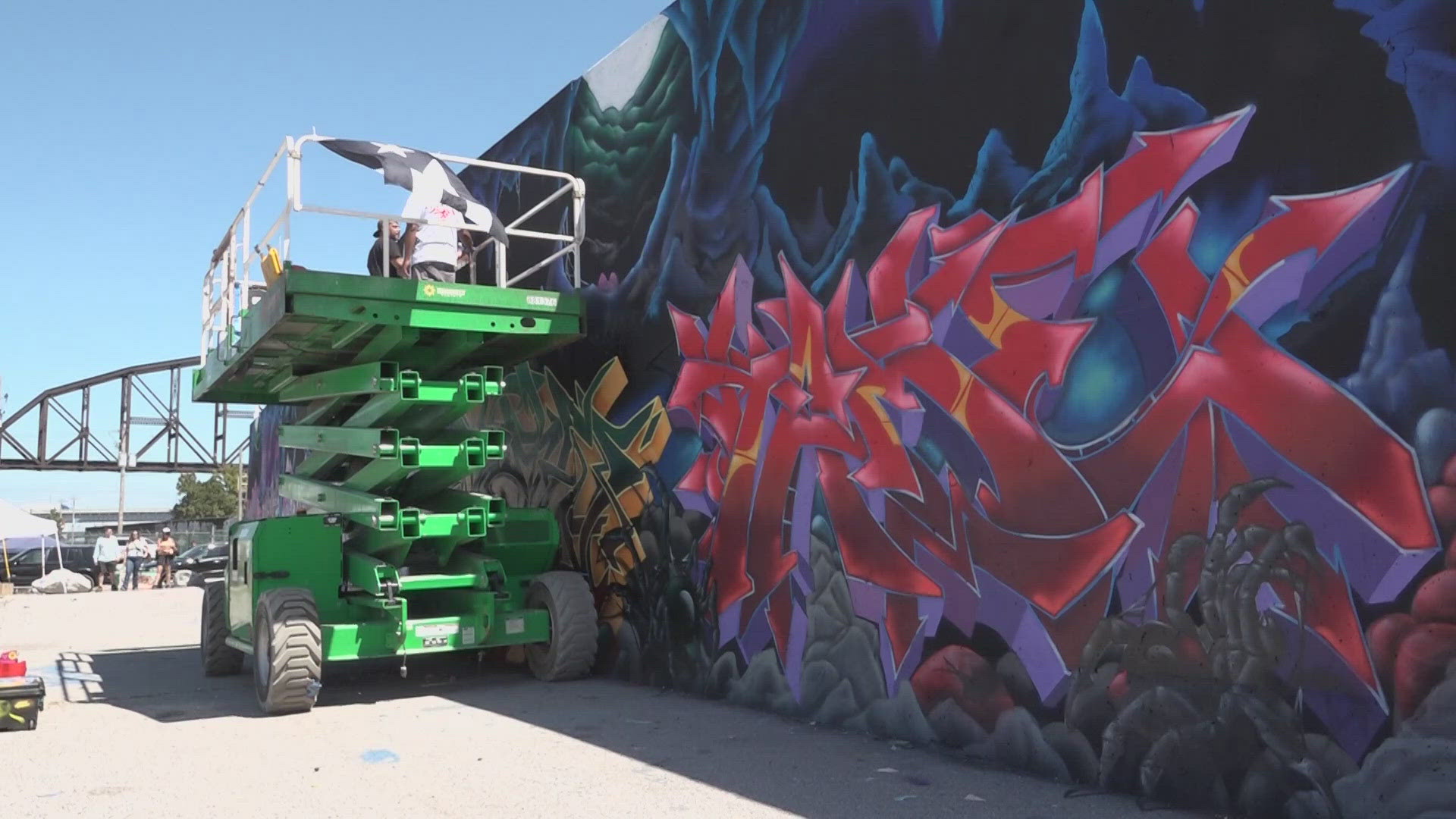 One graffiti group traveled from Philadelphia to create a series of "spider" murals.