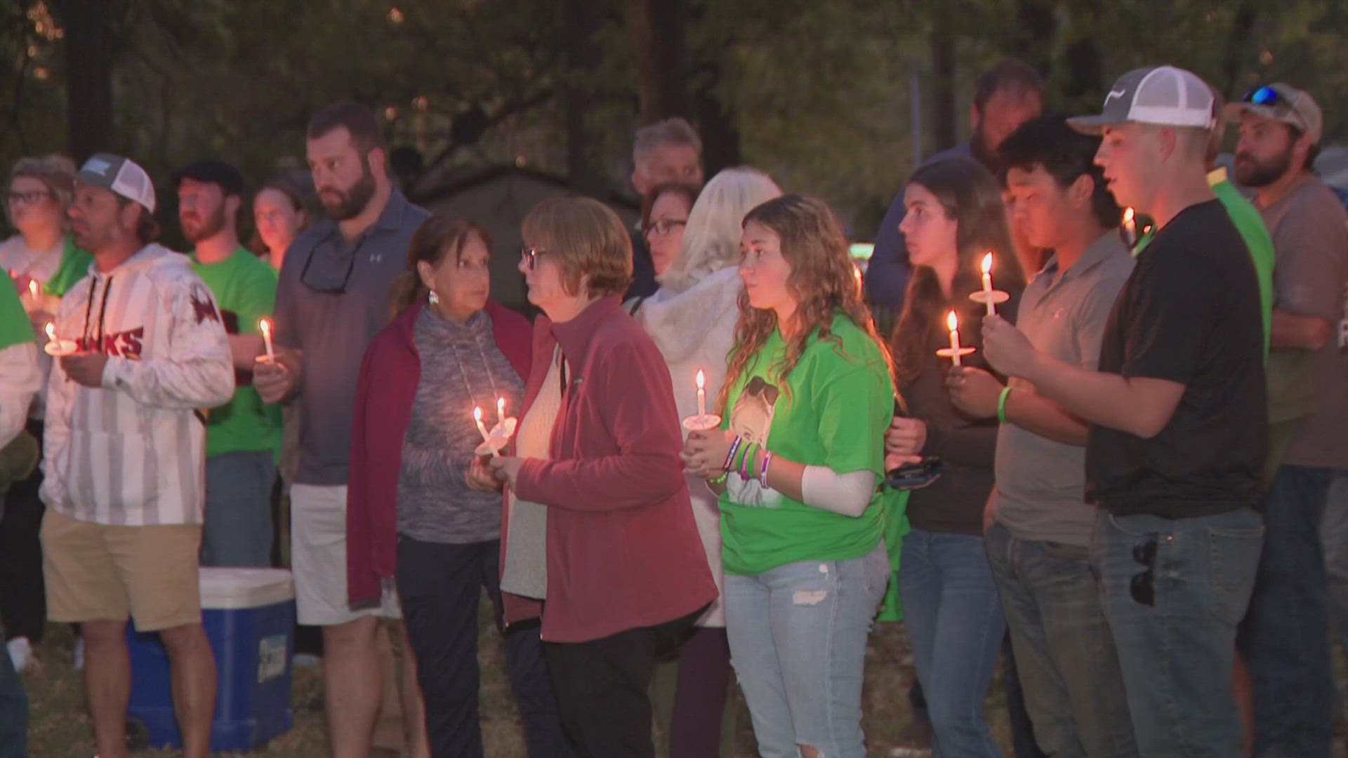 Emily Strite's remains were found in the woods more than five months after she was reported missing. A vigil was held Sunday night at Belleville's Laderman Park.