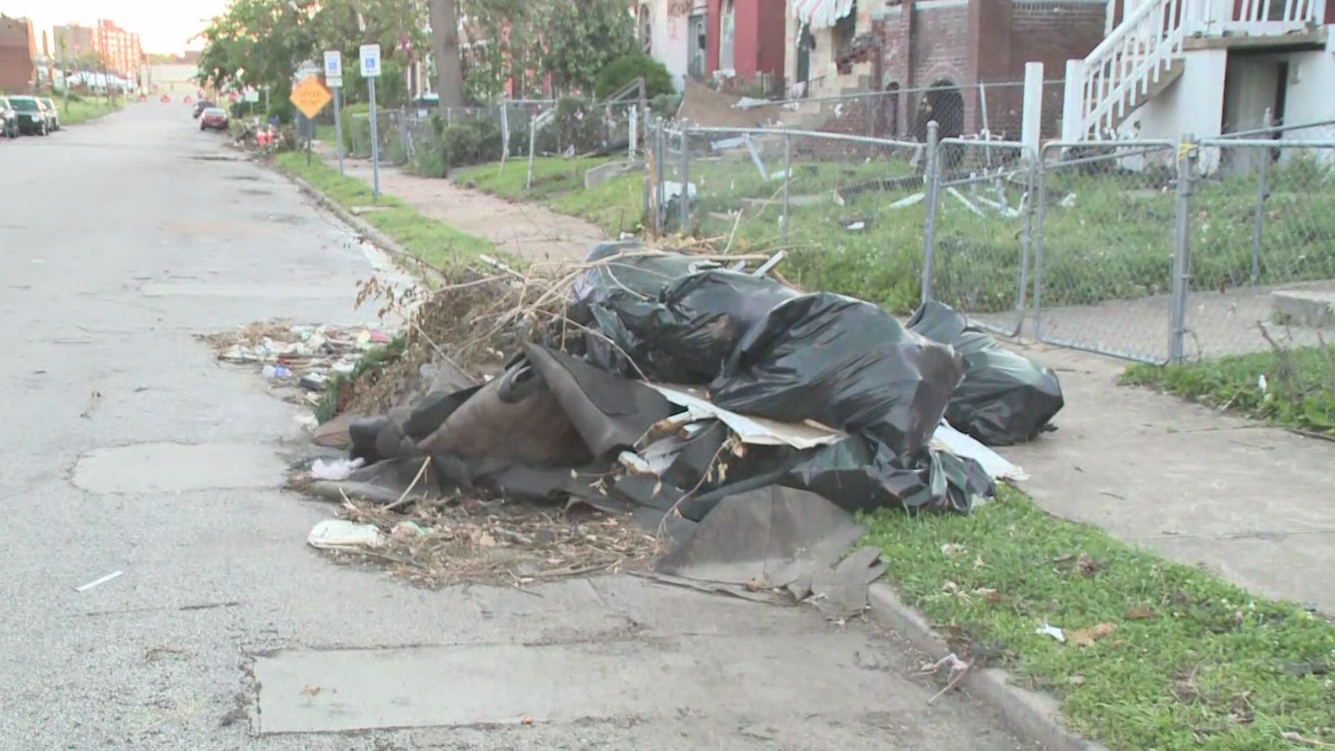 Six days after an EF3 tornado tore through the city, neighbors in north St. Louis are frustrated with a lack of dumpsters to remove debris from their streets.