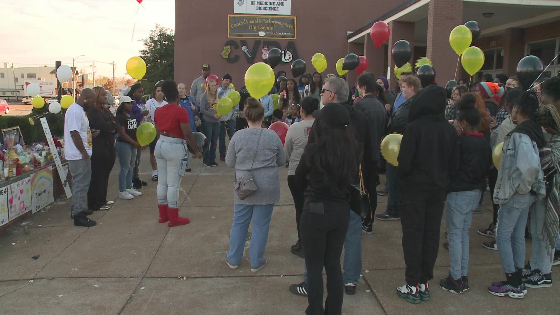 Dozens of people gathered today to remember the school shooting victims of Monday's tragedy. Friends and family of the two victims where there.