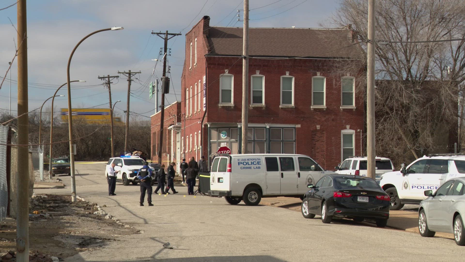 A shooting in front of a St. Louis social services center left one person dead and another hospitalized, the city's police department said.