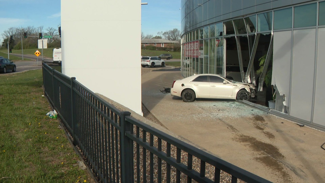 1 injured after car crashes into car dealership; multi-vehicle crash on ...