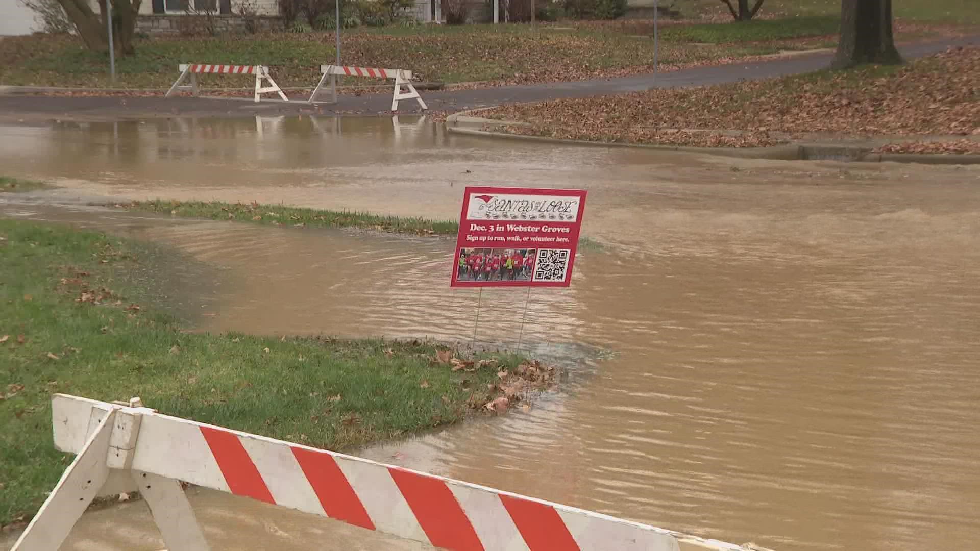 Crews worked on two water main breaks in the area Tuesday morning.