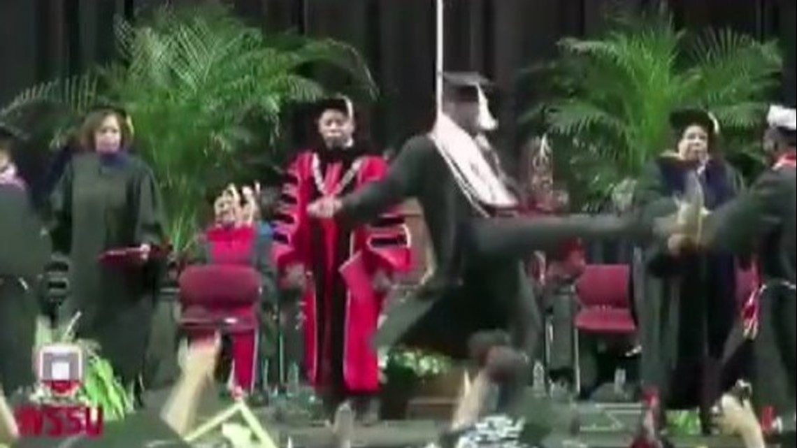 THIS is how you walk across a stage at graduation!