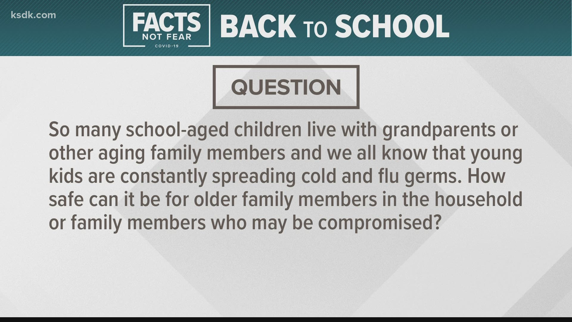 A viewer reached out asking how to keep older family members safe as kids head back to in-classroom learning.