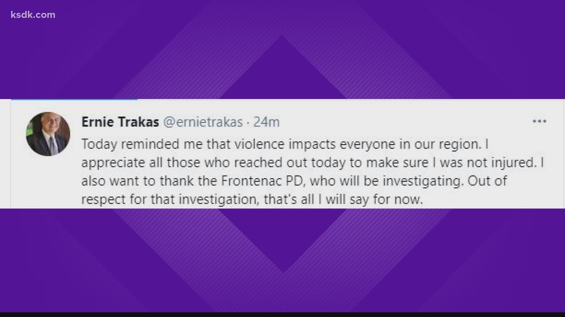 He tweets, "Today reminded me that violence impacts everyone in our region"