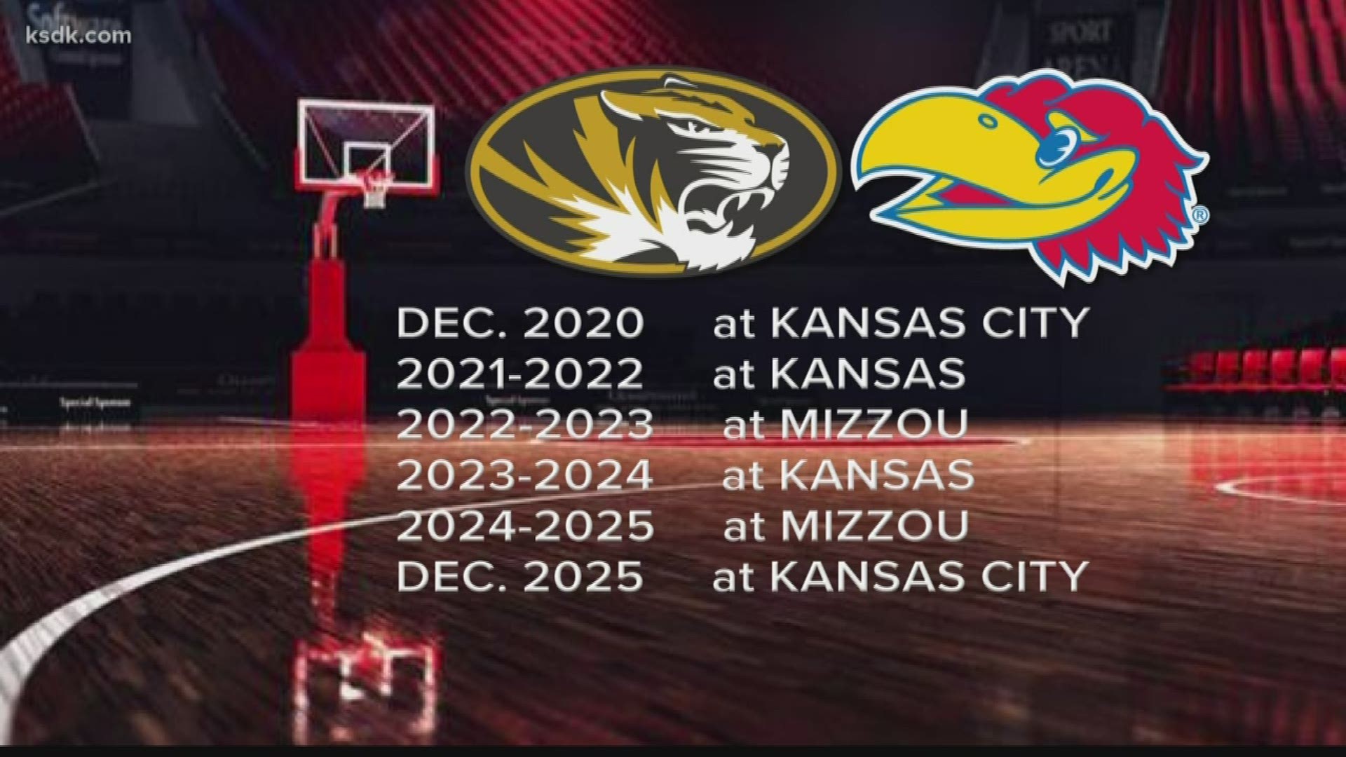 The teams will play six times starting in December of 2020.