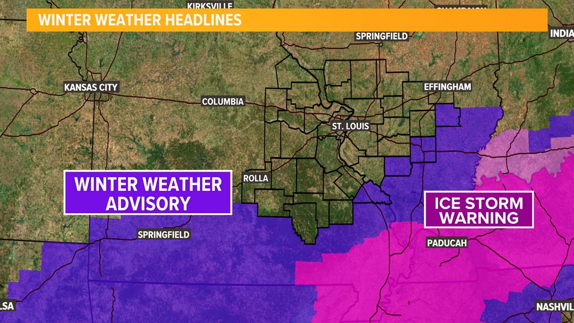 St Louis Weather Snow Freezing Rain Timing And Where Ksdk Com