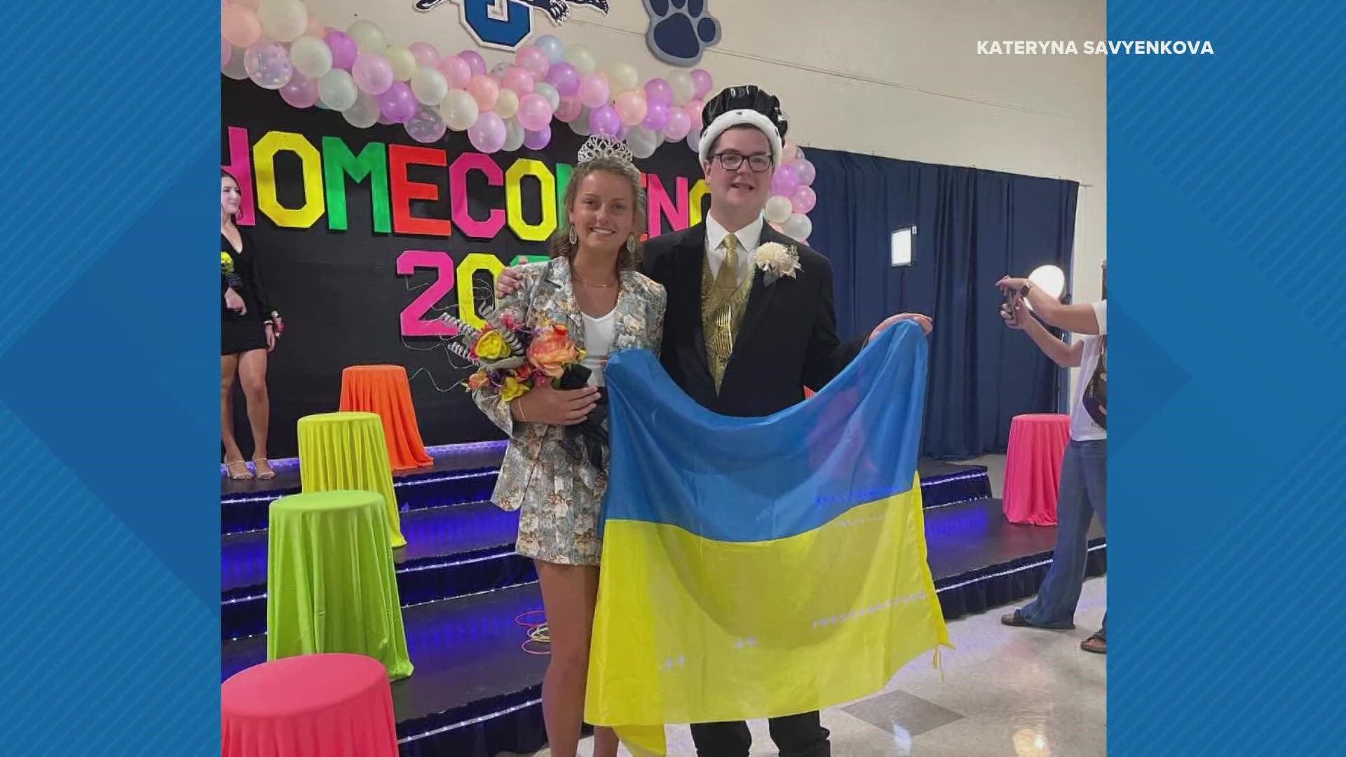 Homecoming Queen and Jersey Community High School senior Kateryna Savyenkova is a second-year exchange student from Ukraine.