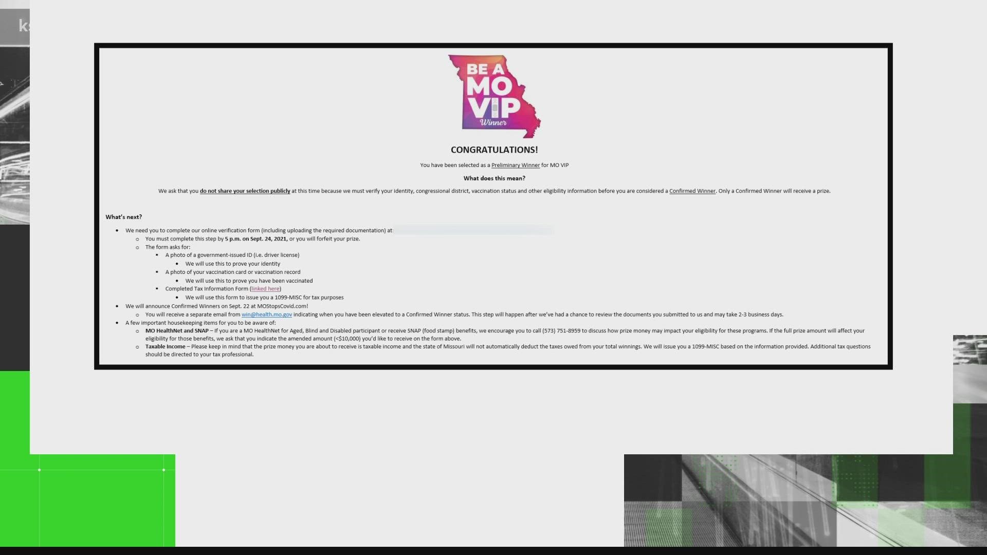 One viewer who participated in the MO VIP was notified he won, but he was suspicious about the way he was told