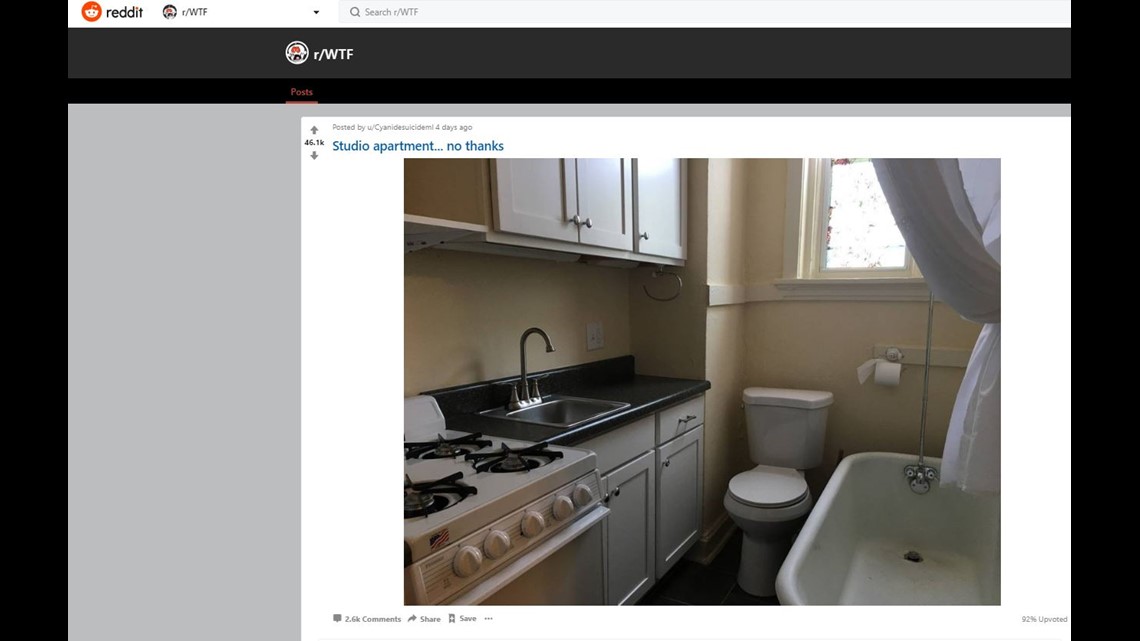 St. Louis apartment has a toilet and bathtub in the kitchen