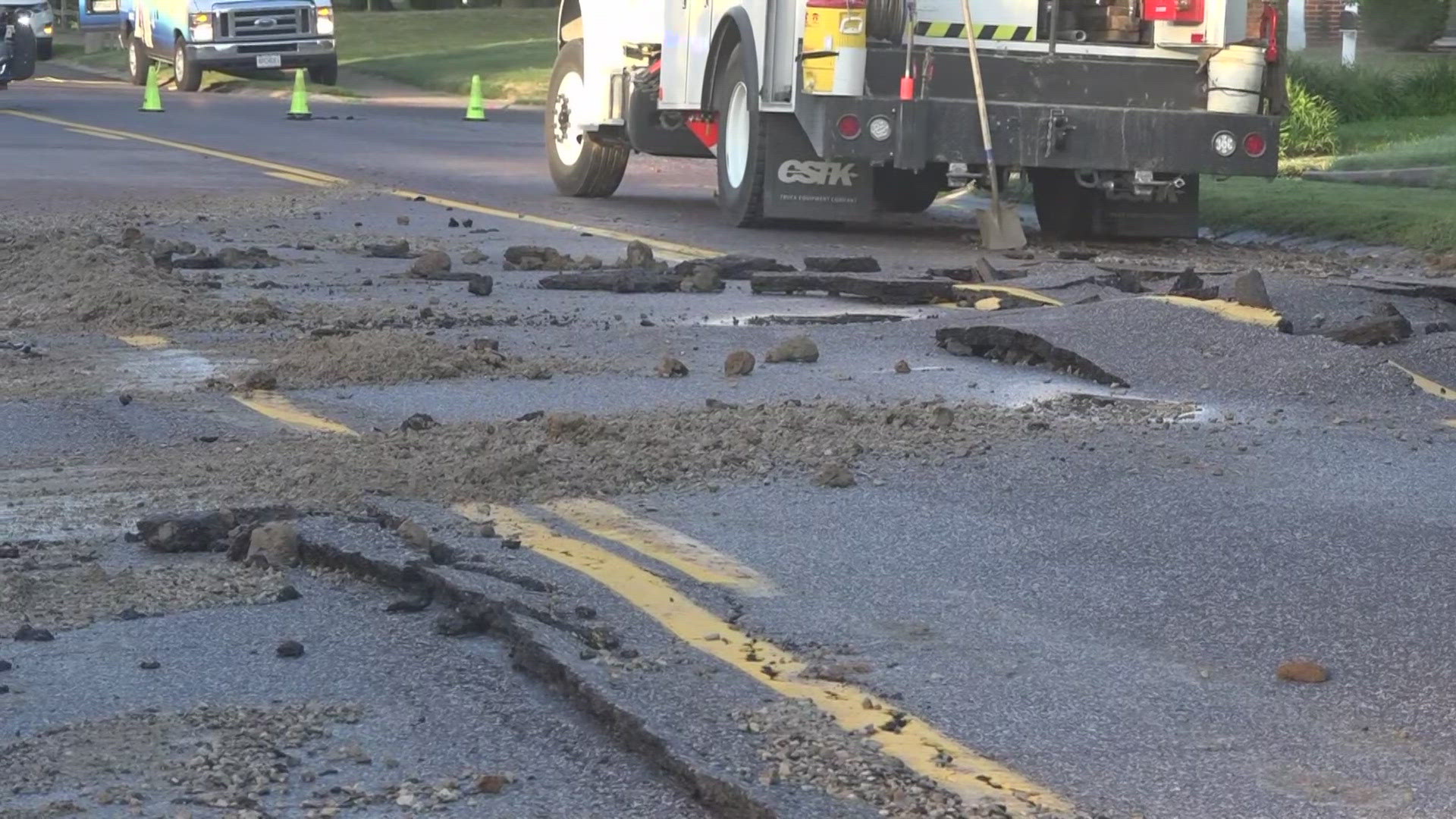 McKelvey Road is closed from Roth Hill to Redcoat drives after a water main break damaged the pavement Friday morning. The water main was reported before 6 a.m.