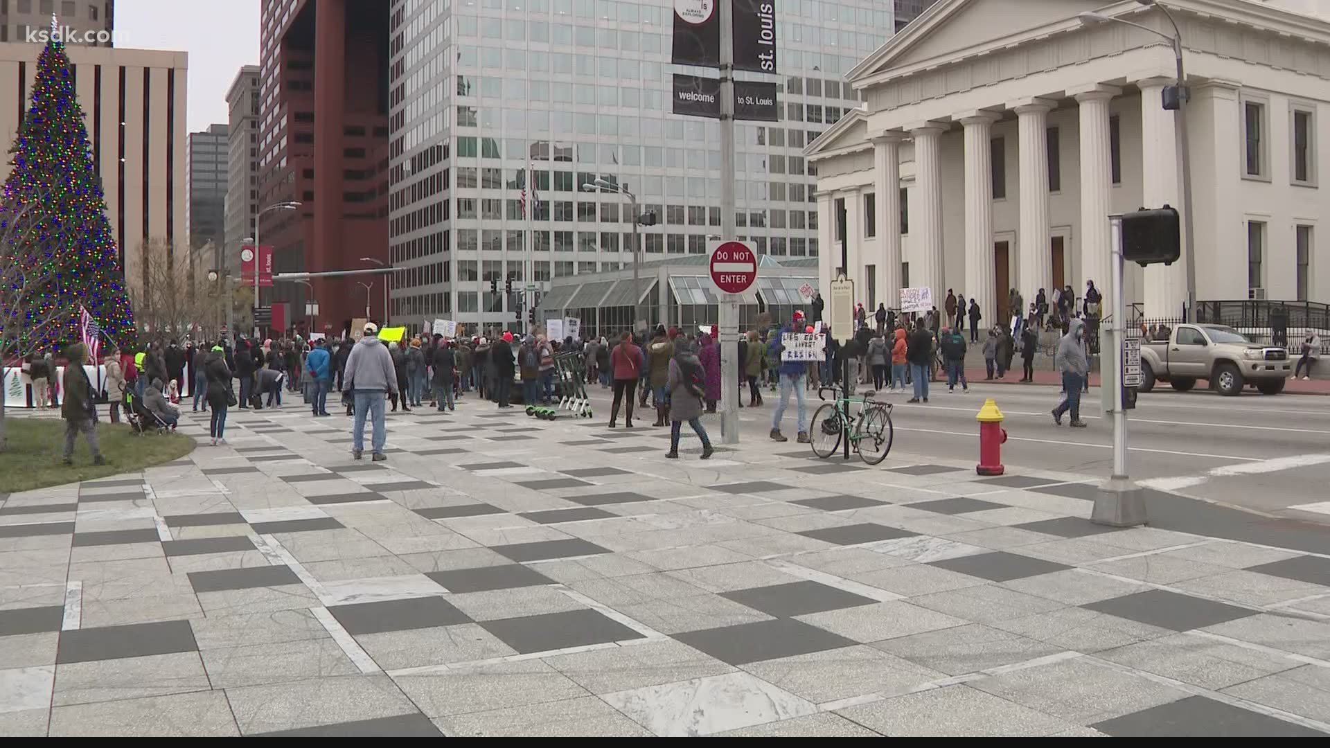 The protest was organized by Resist STL