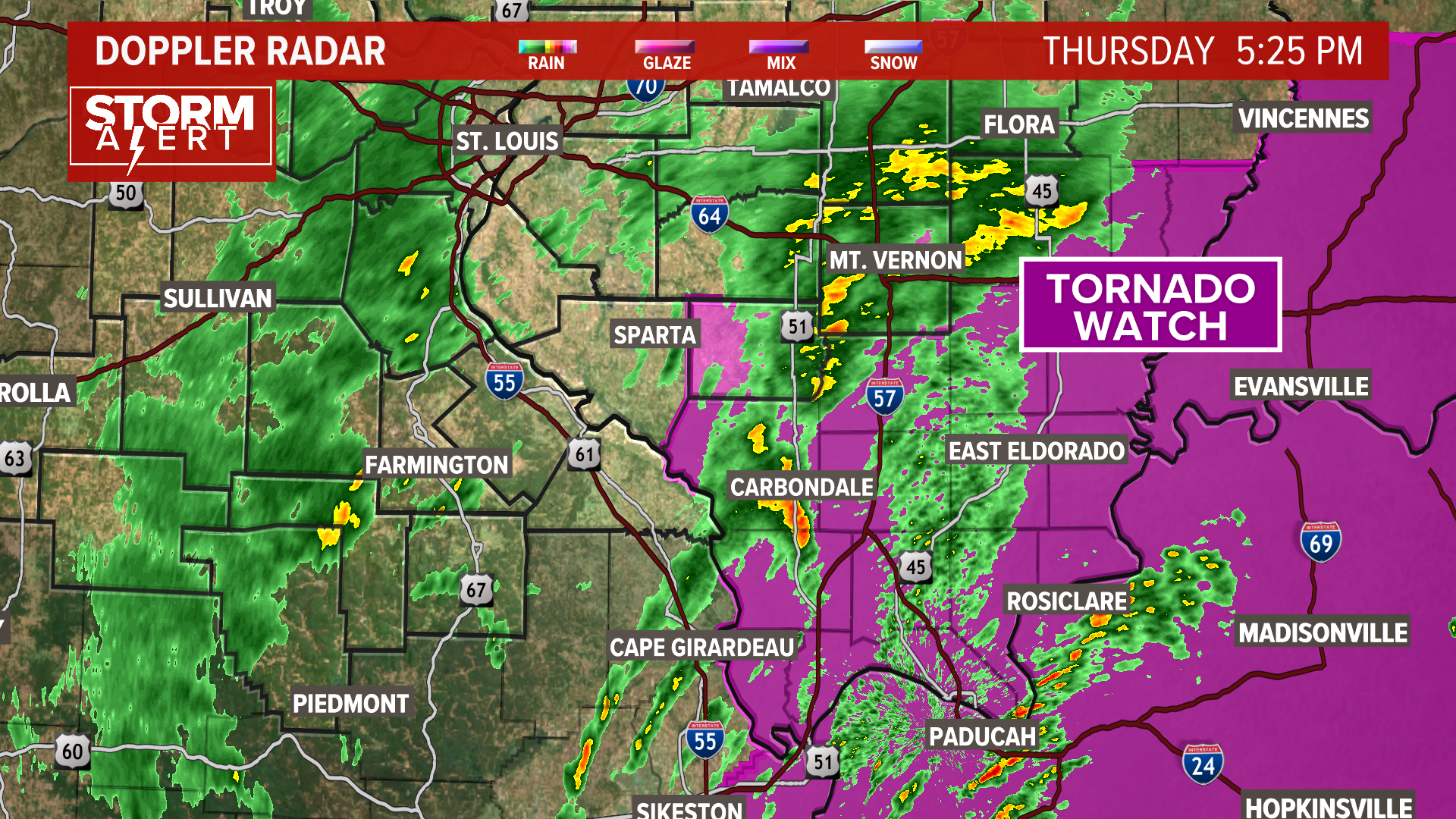 Severe weather possible southeast of St. Louis Thursday | ksdk.com